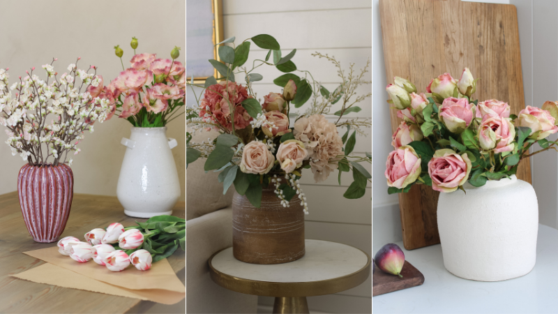 Wild, romantic faux floral arrangements