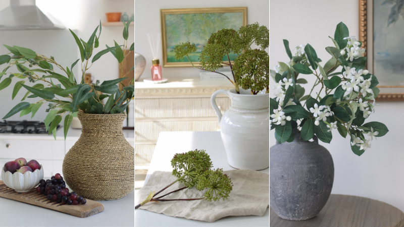 How to arrange and style large faux foliage arrangements