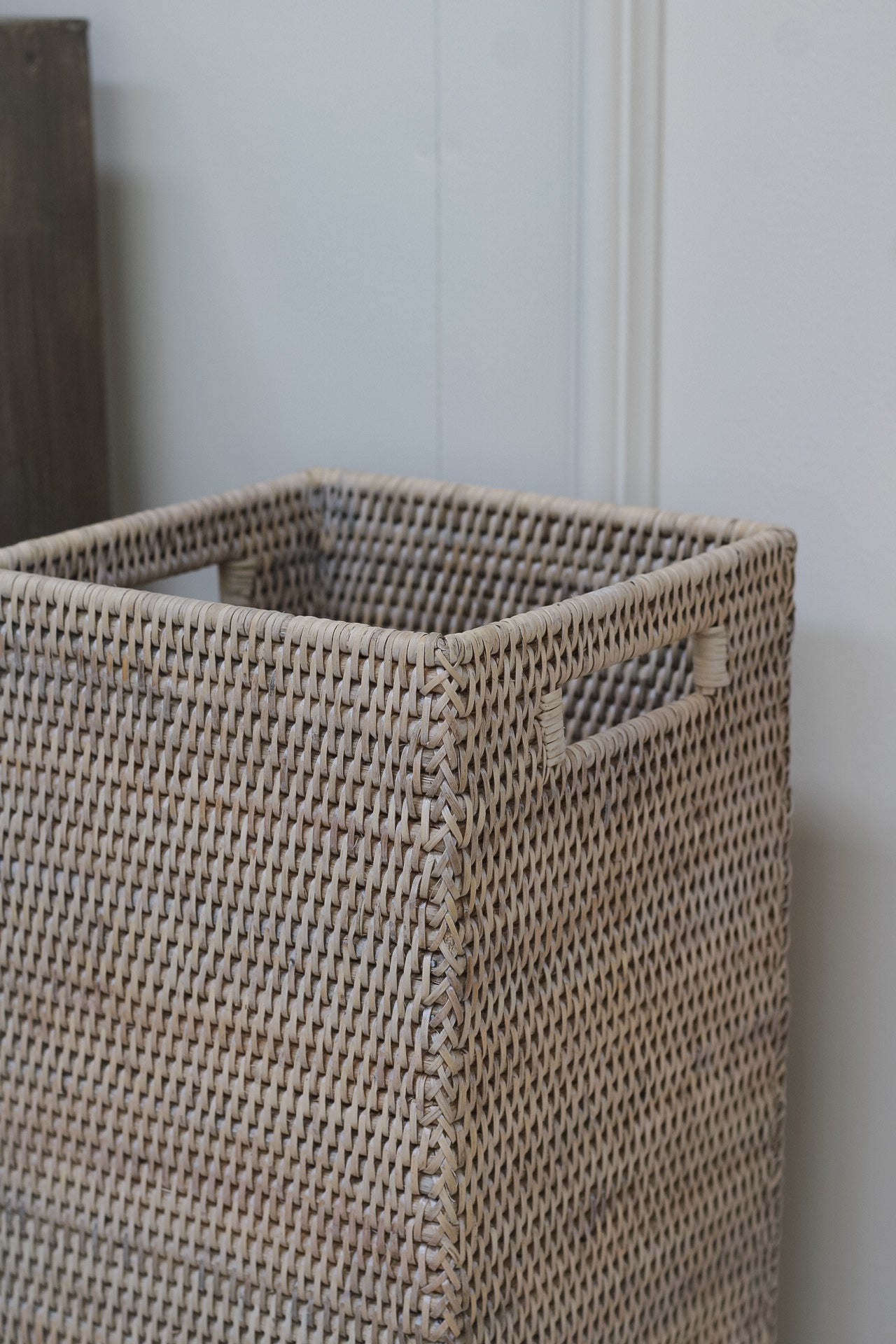 White Washed Rattan Umbrella Basket
