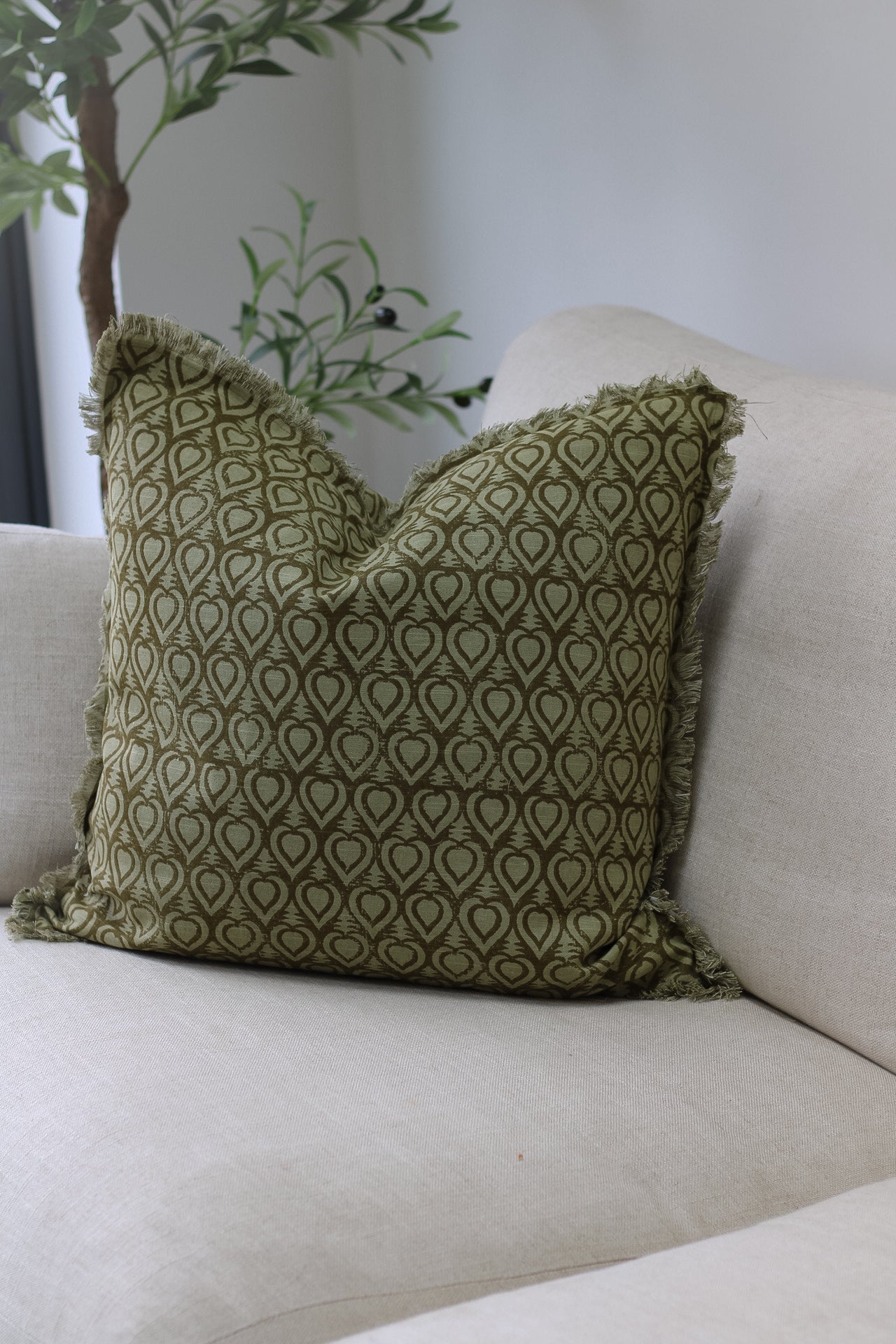 Olive Thalia Geometric Cushion