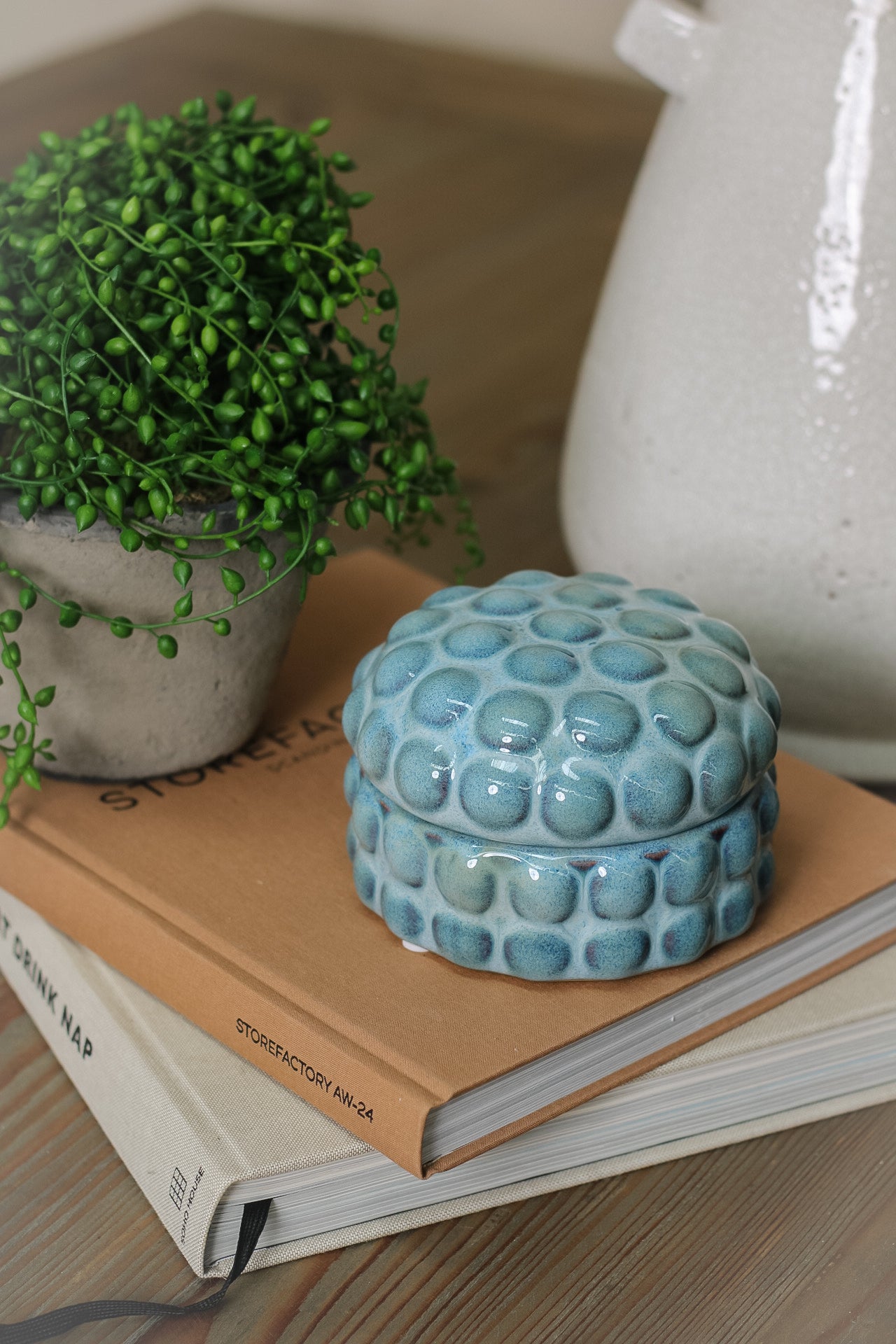 Blue Bobble Ceramic Trinket Box