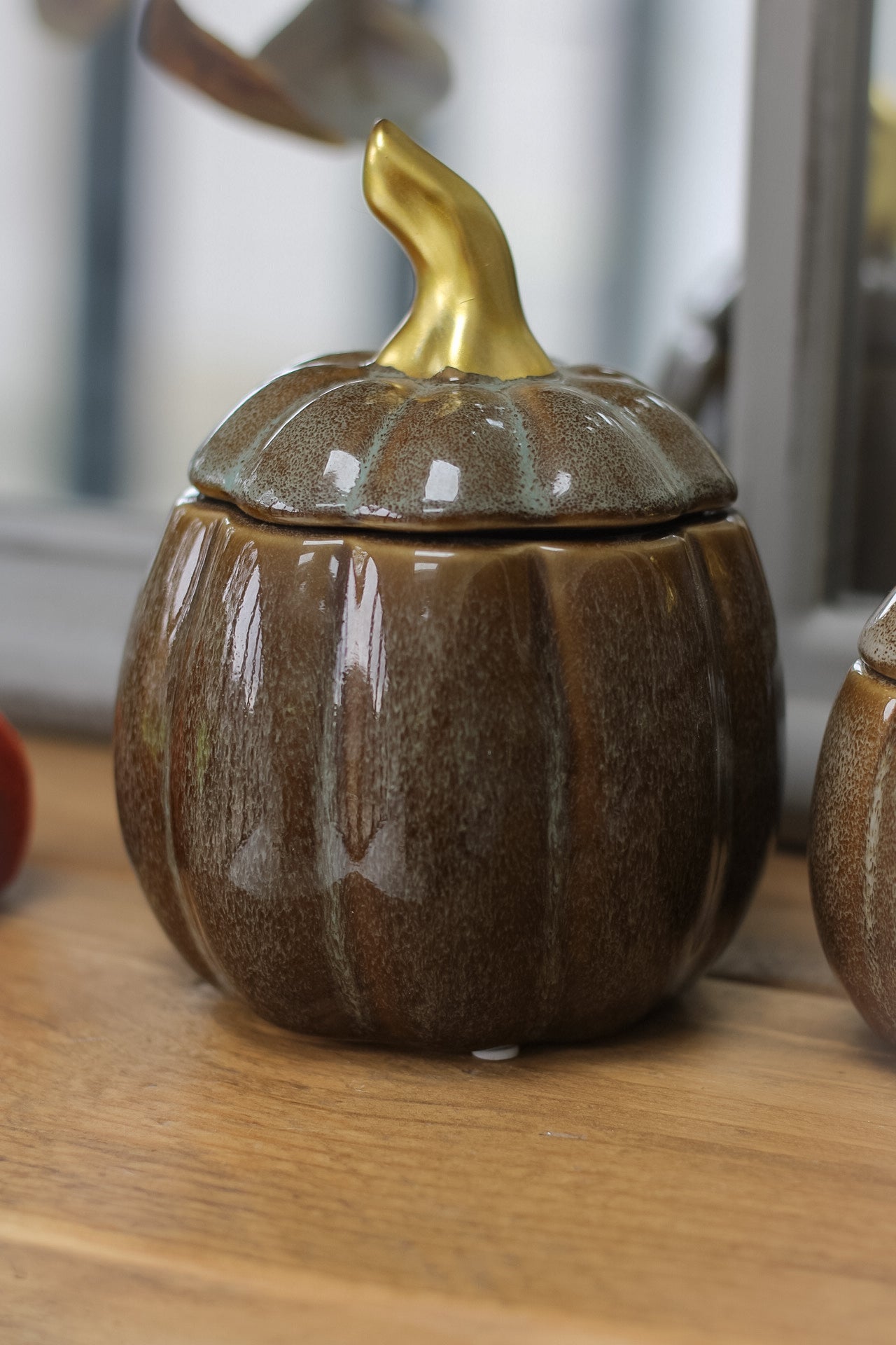 Autumn Brown Flecked Pumpkin Jar