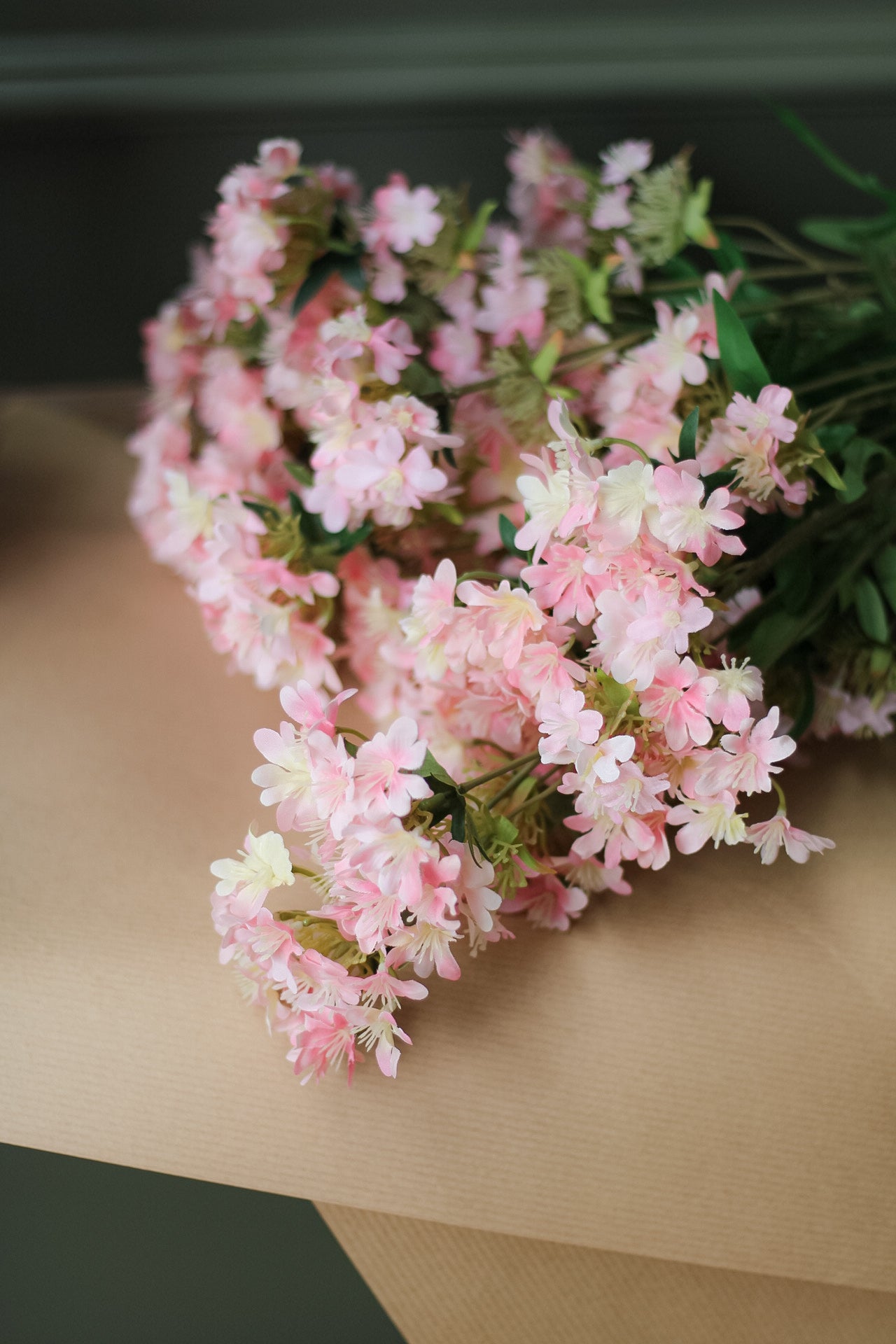 Faux Pink Mini Wild Flower Spray