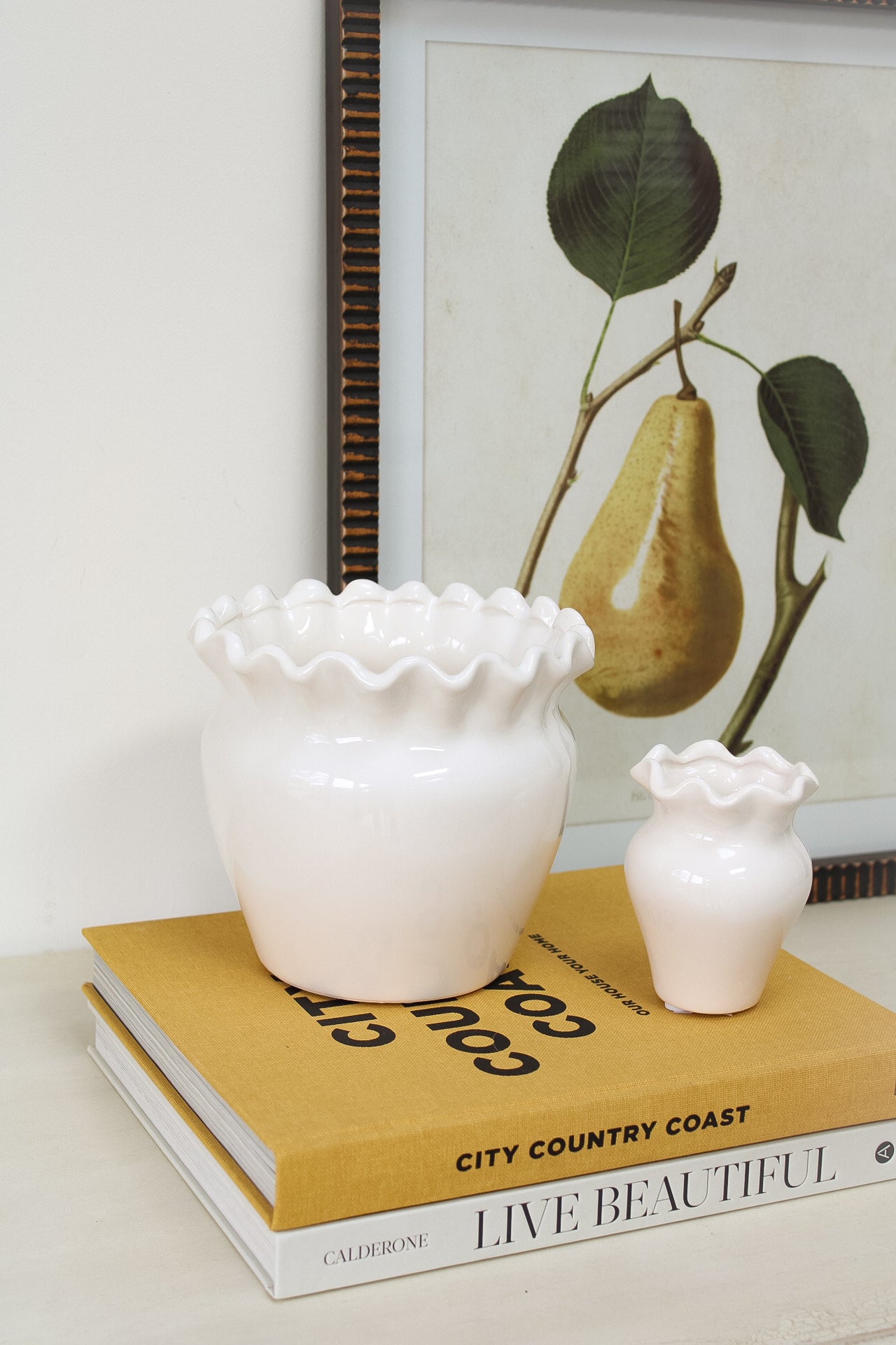 Frilly White Ceramic Glazed Vase
