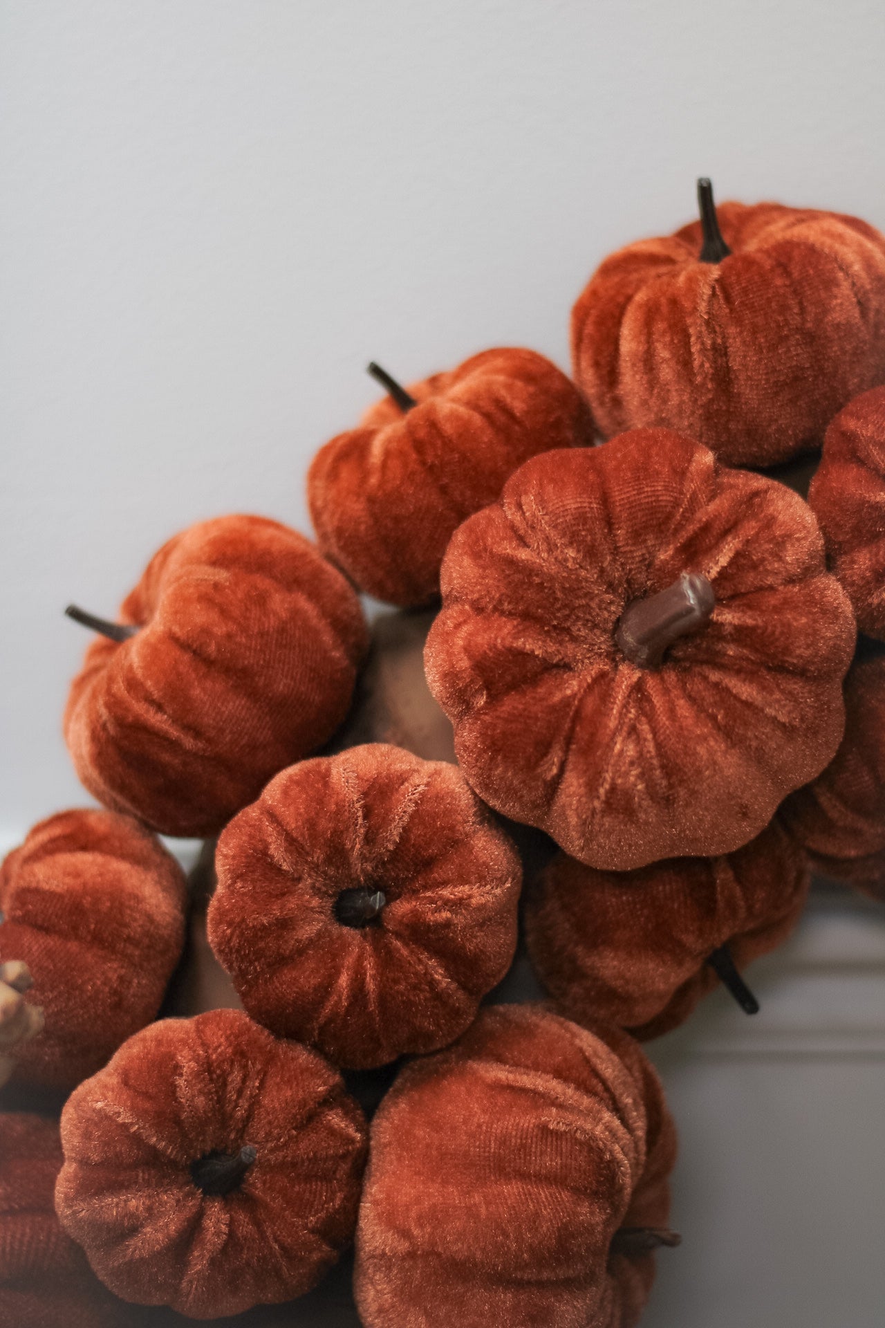 Orange Velvet Little Pumpkins Wreath