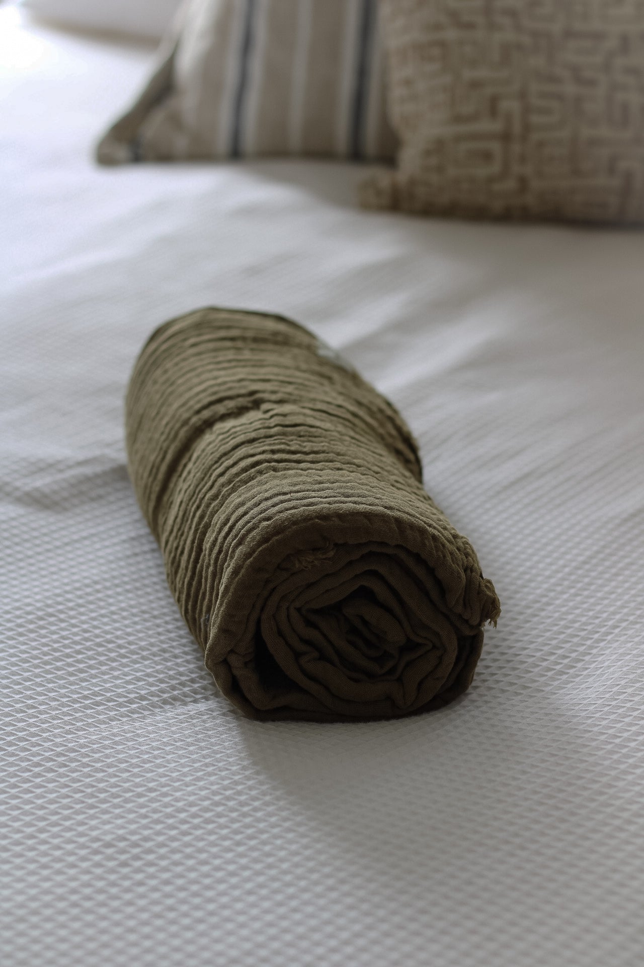 Olive Muslin Cotton Throw