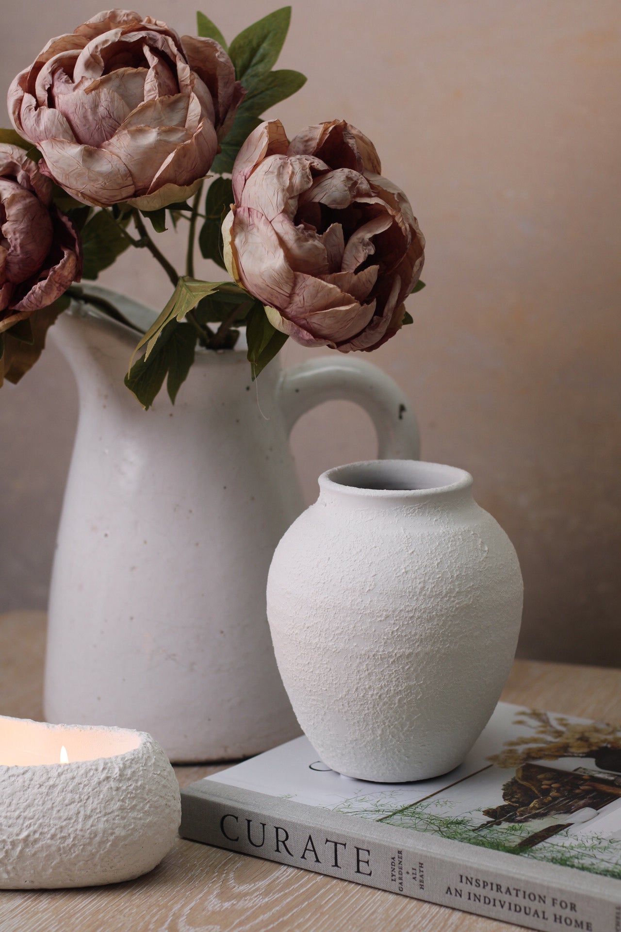 white textured ceramic vase