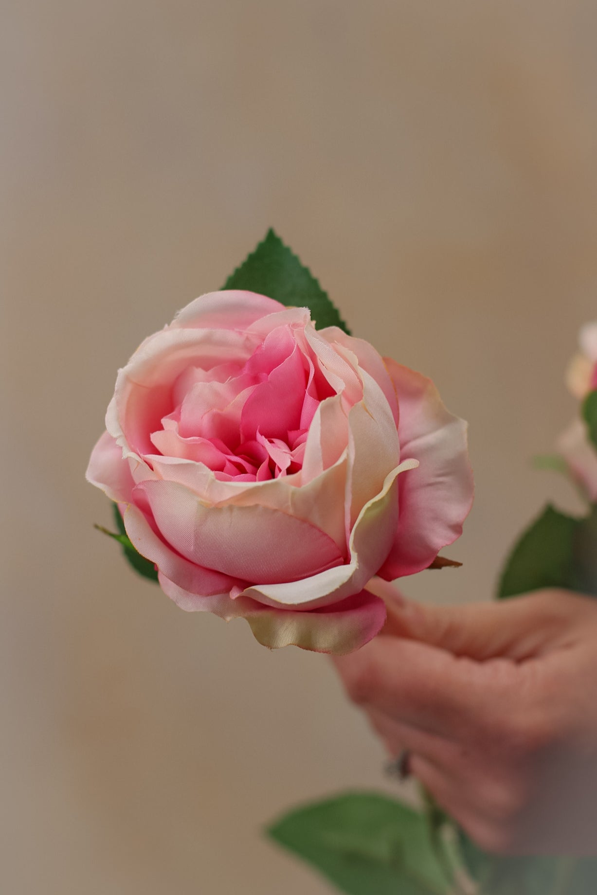 Faux Pink Sorbet English Rose Spray