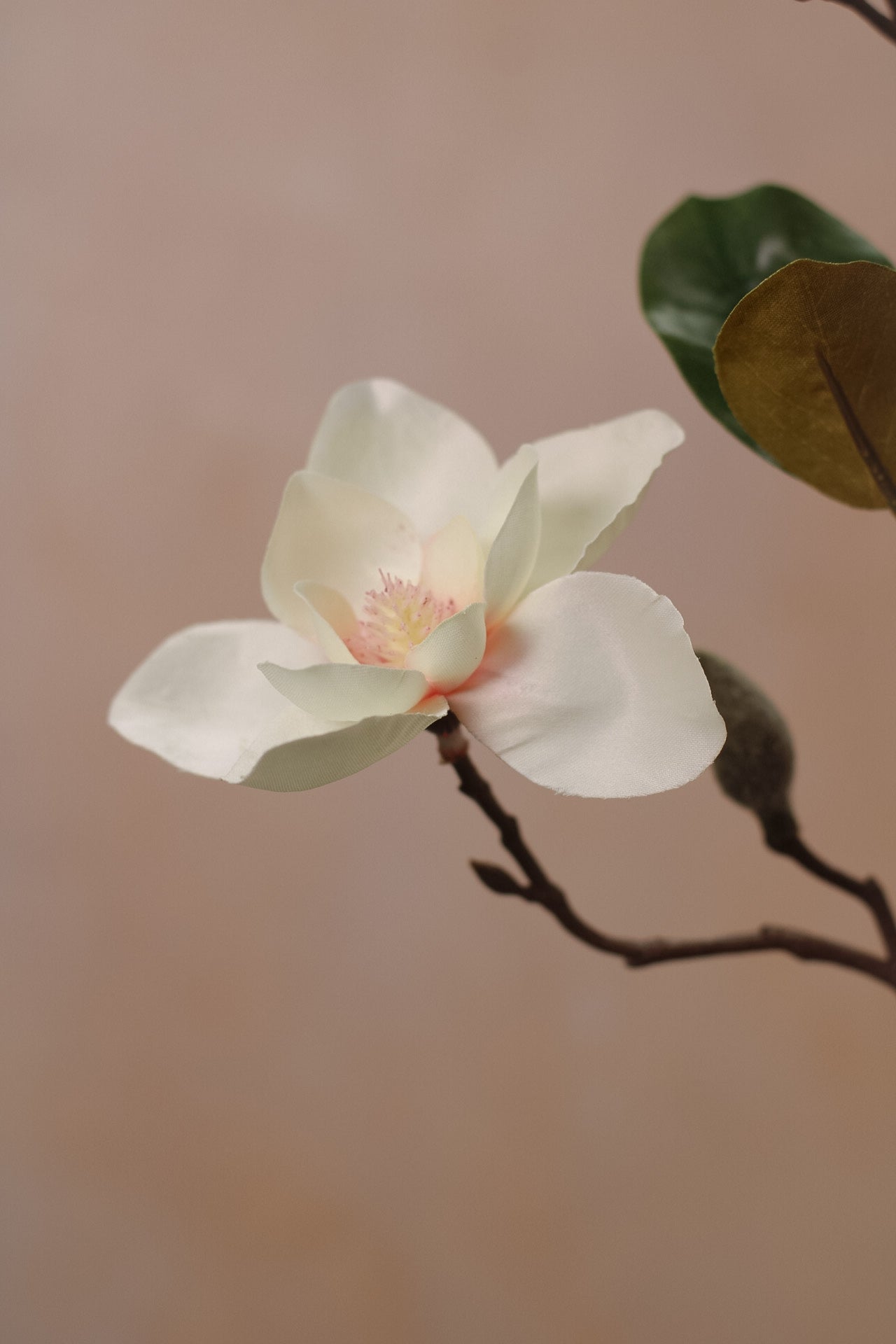 Faux Soft Pink Magnolia Stem