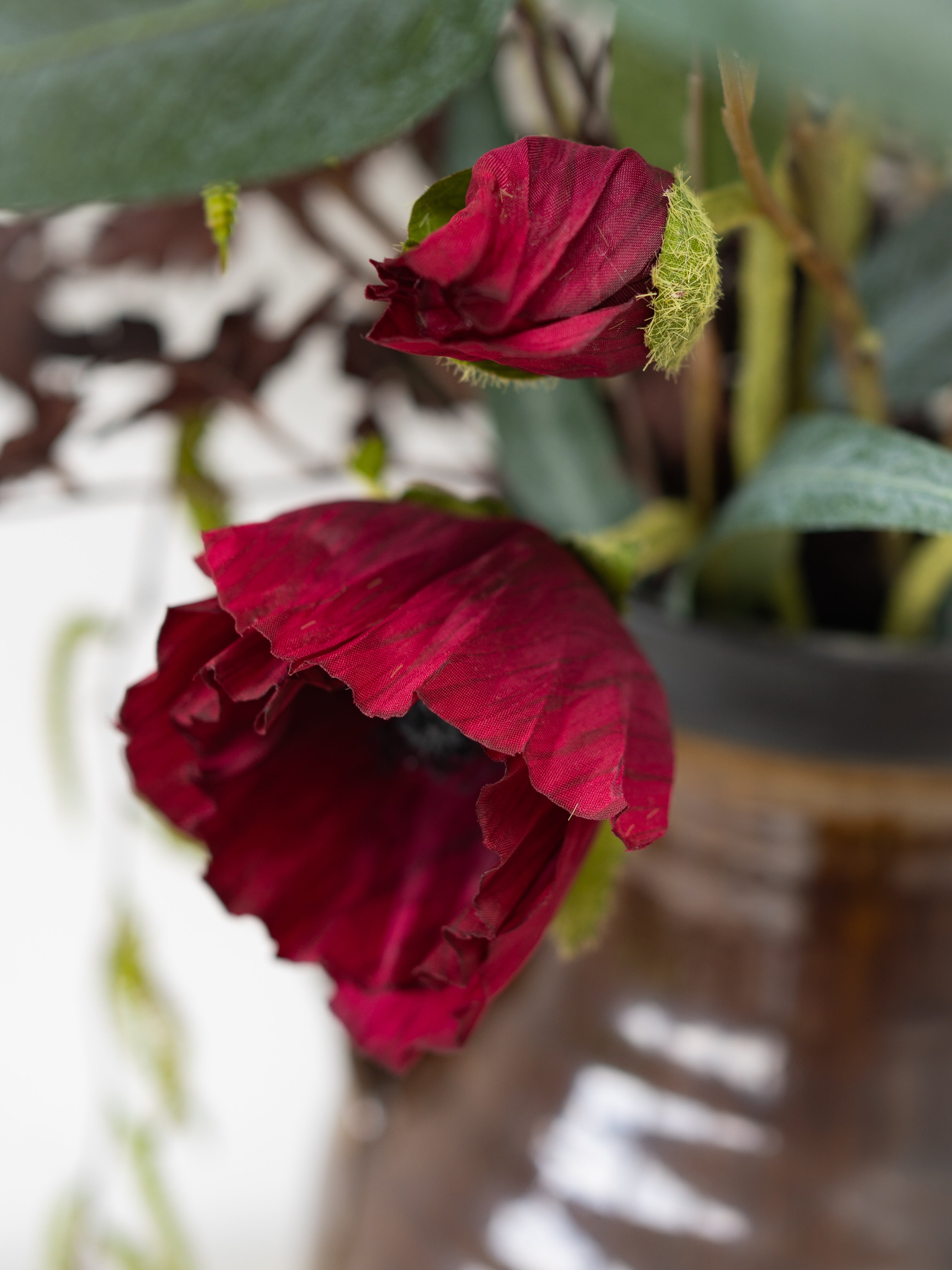 Faux Ruby Poppy Stem