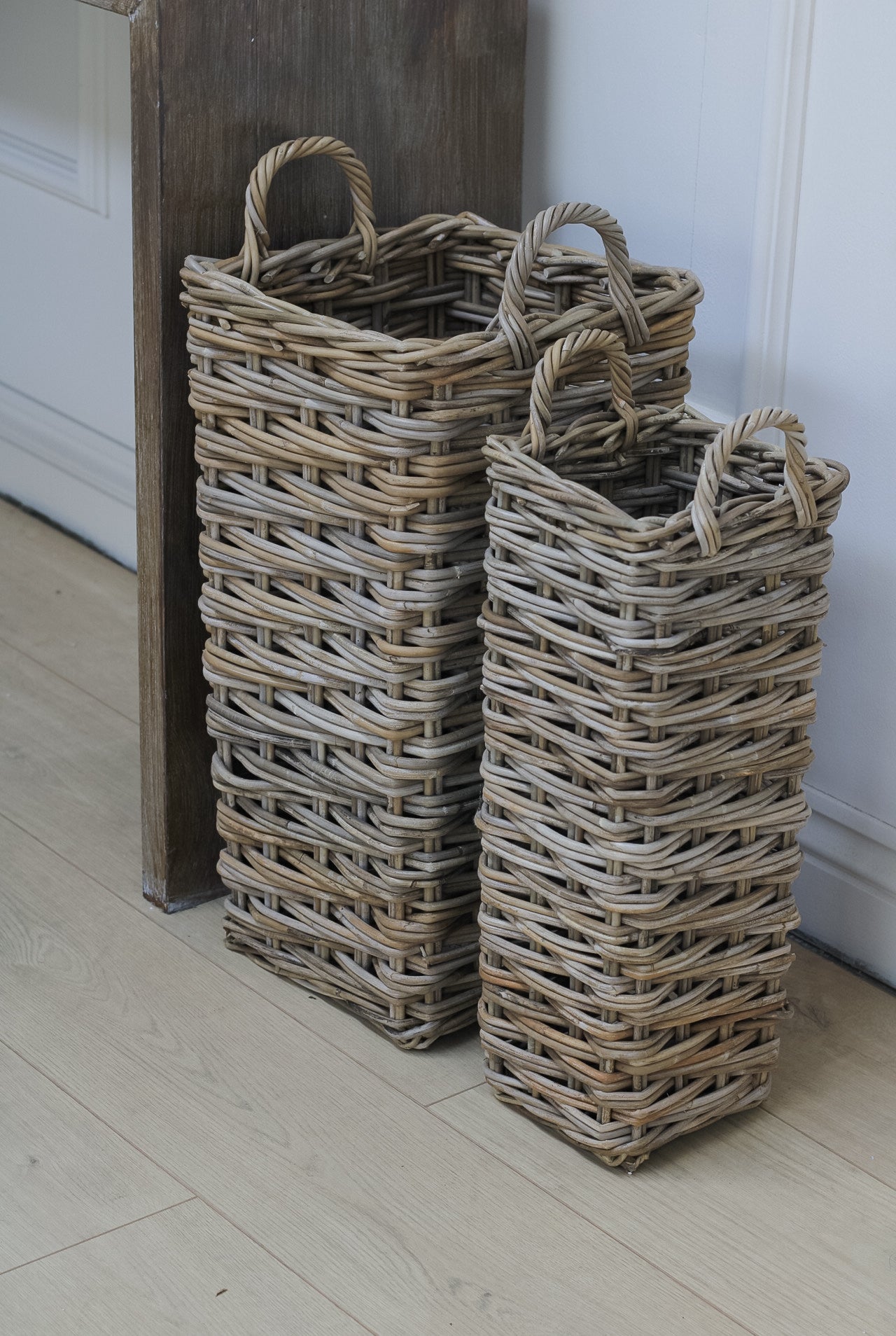 Grey Washed Rattan Umbrella Basket