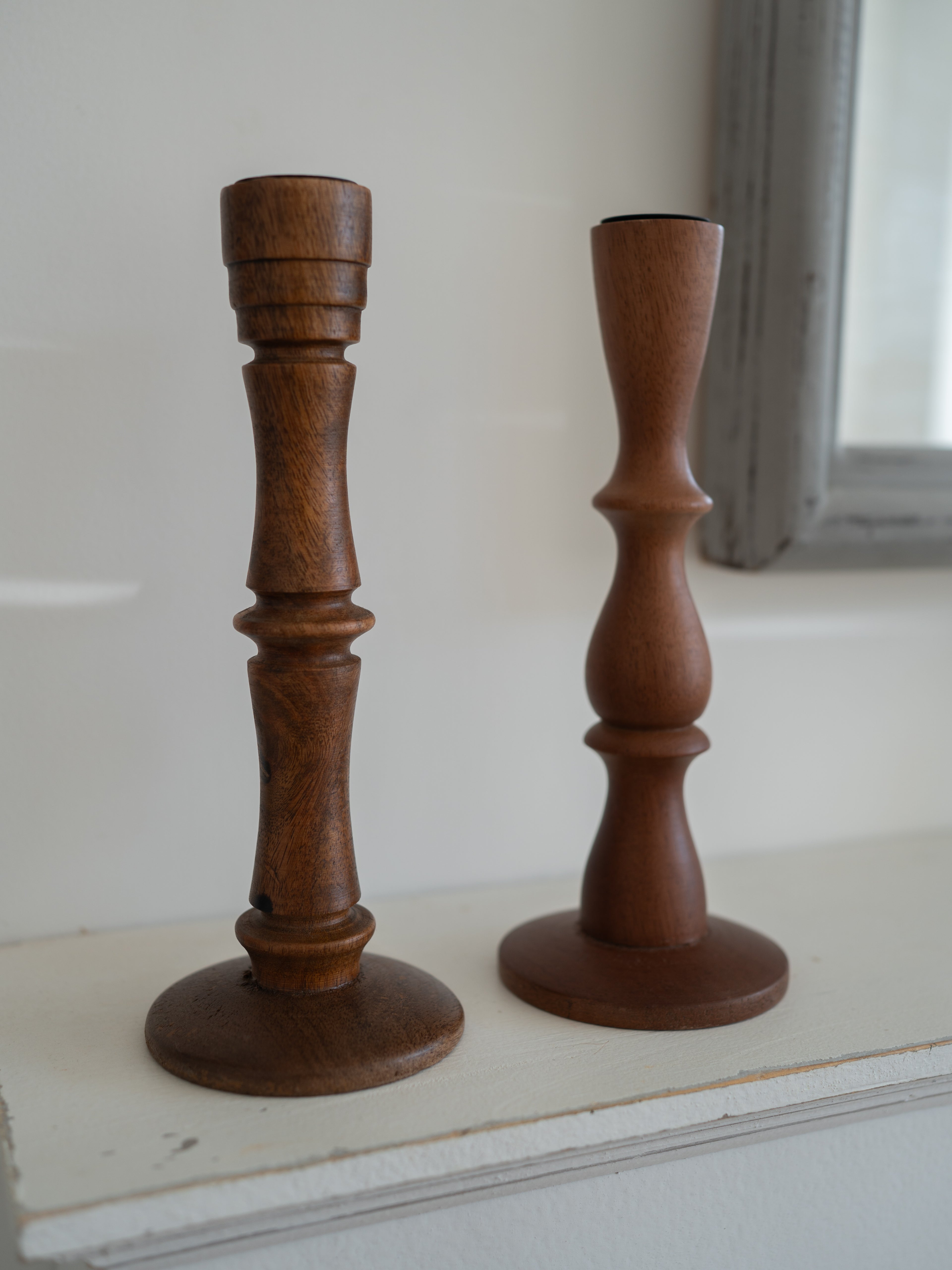 Dark Wood Mango Wood Candlestick