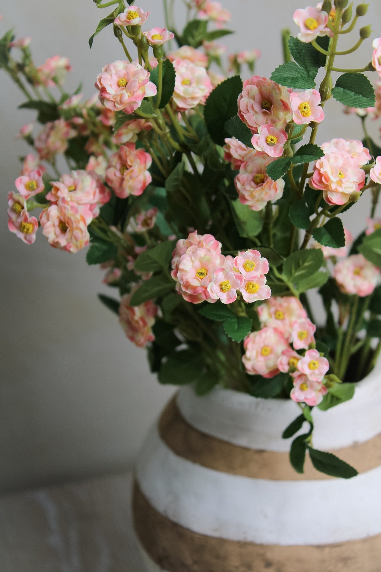 Faux Pink Wild Rose Meadow Spray