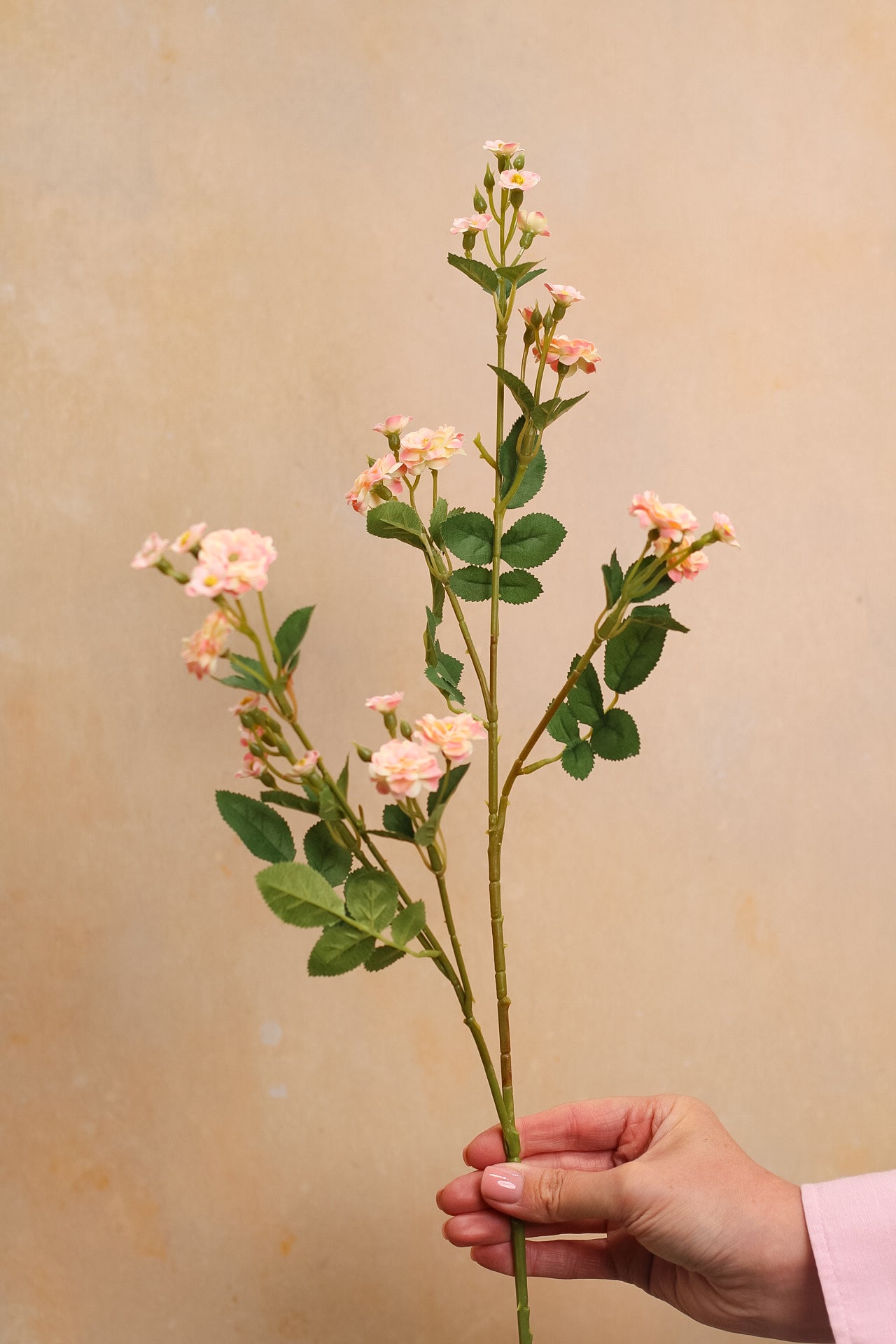 Faux Pink Wild Rose Meadow Spray