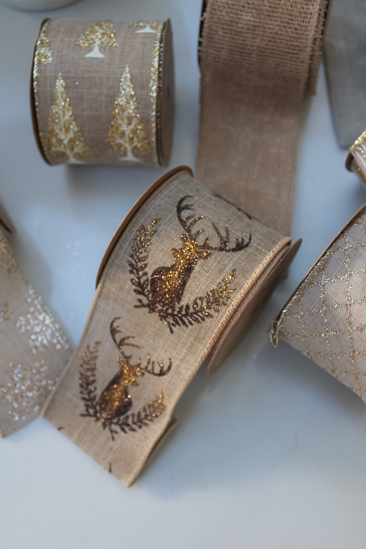 Wide Neutral Festive Ribbon