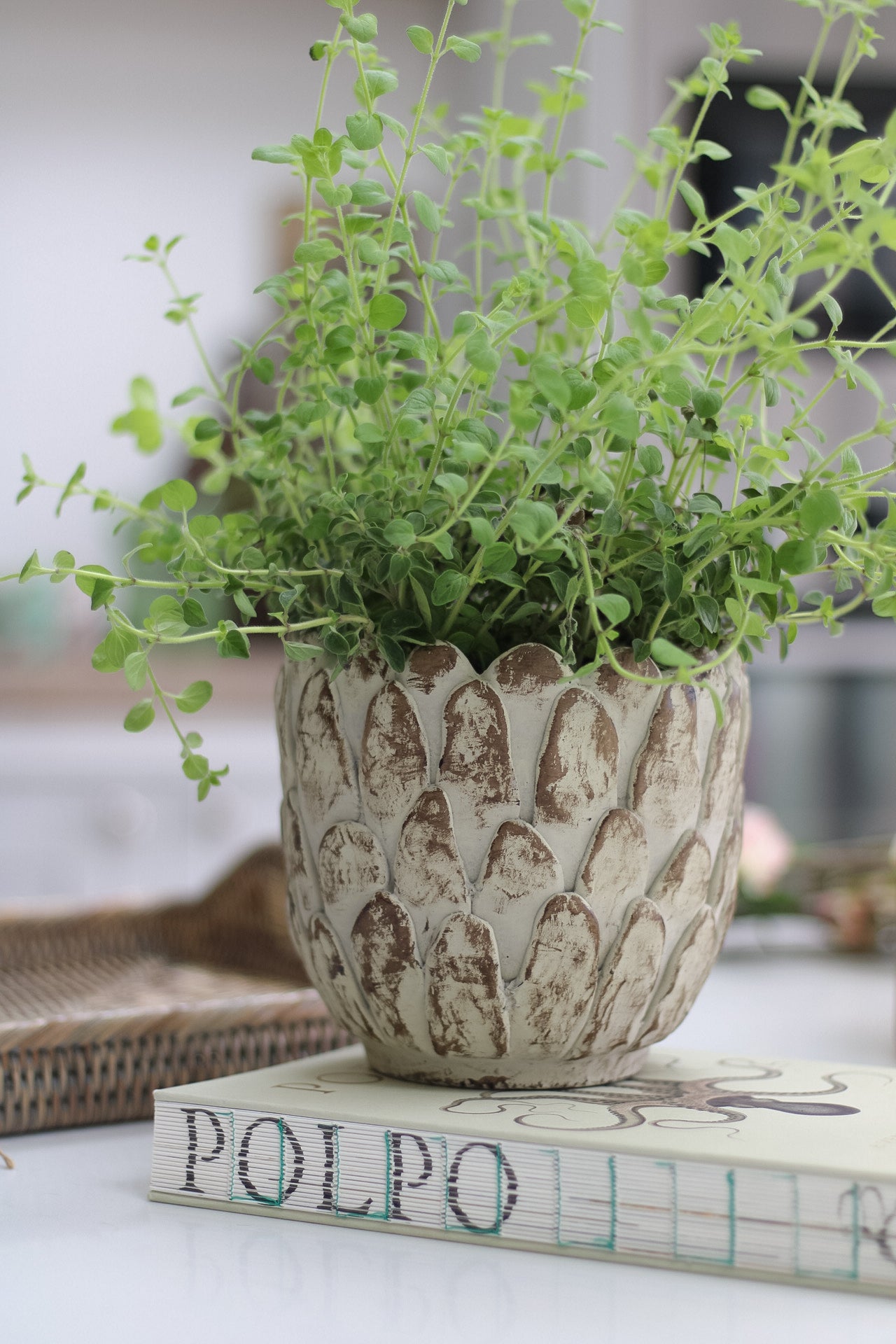 Textured Artichoke Stoneware Planter