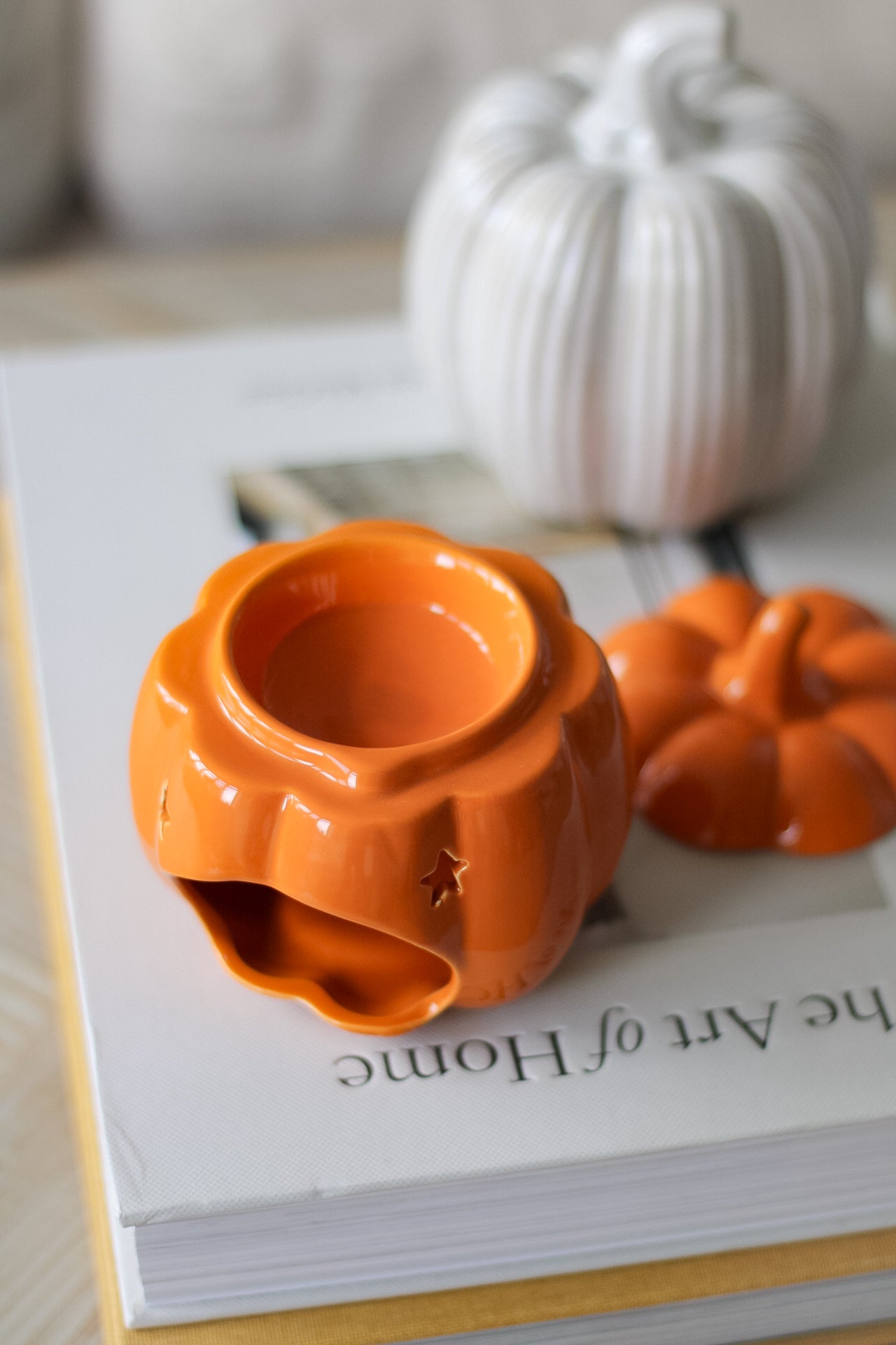 Orange Ceramic Autumn Star Pumpkin Wax Burner