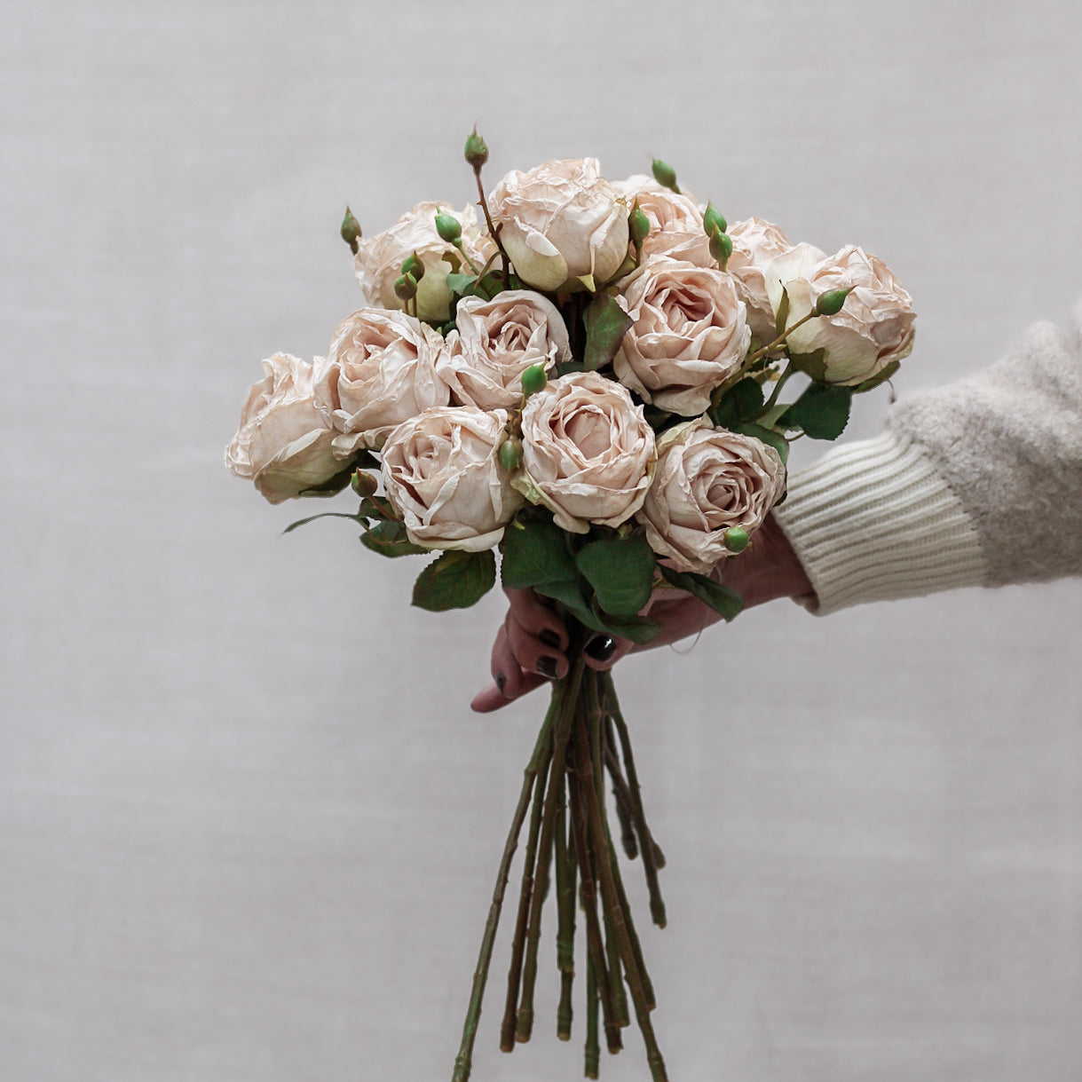 Faux Nude Dried Touch Open Rose Spray