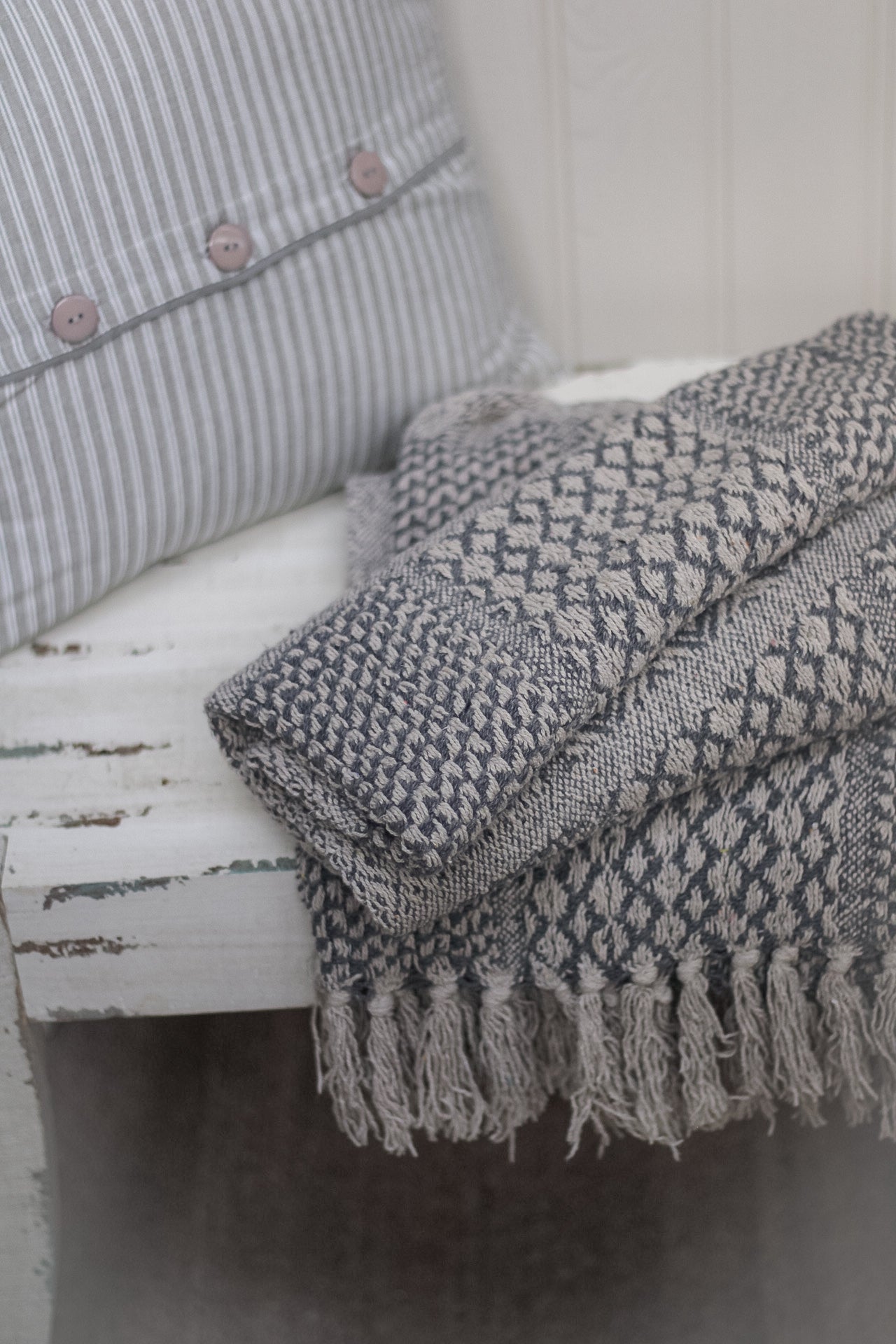 Grey Patterned Throw