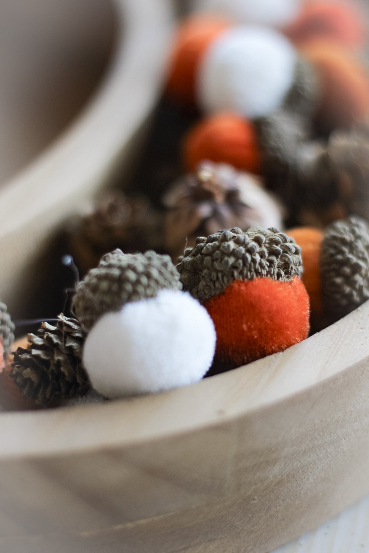 White & Orange Acorn & Pinecones