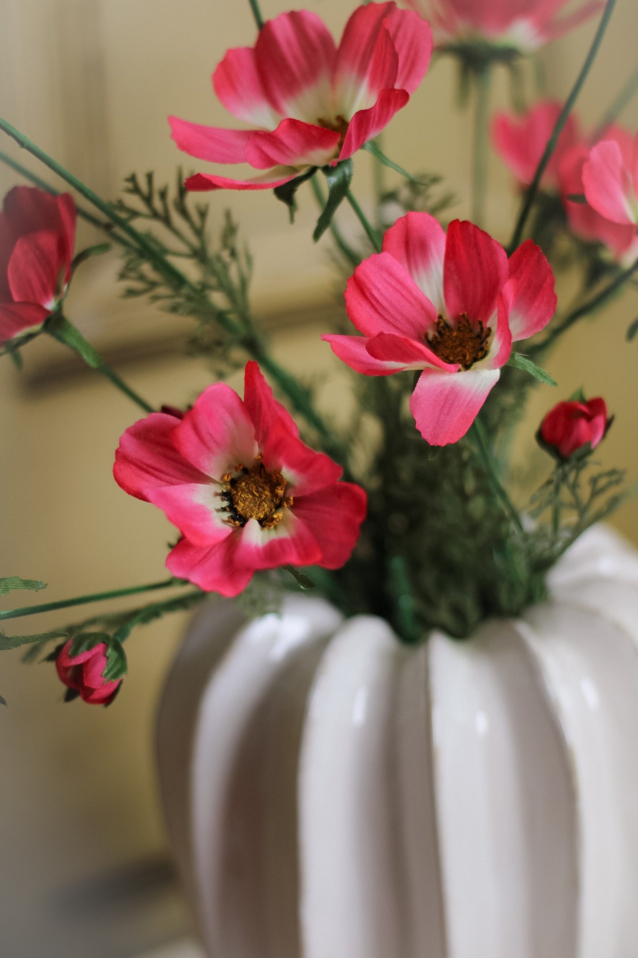 Faux Cerise Long Stemmed Cosmos Spray