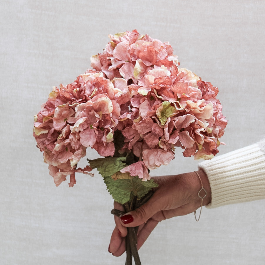 Dusty Pink Dried Touch Ruffle Hydrangea | Bundle of 3
