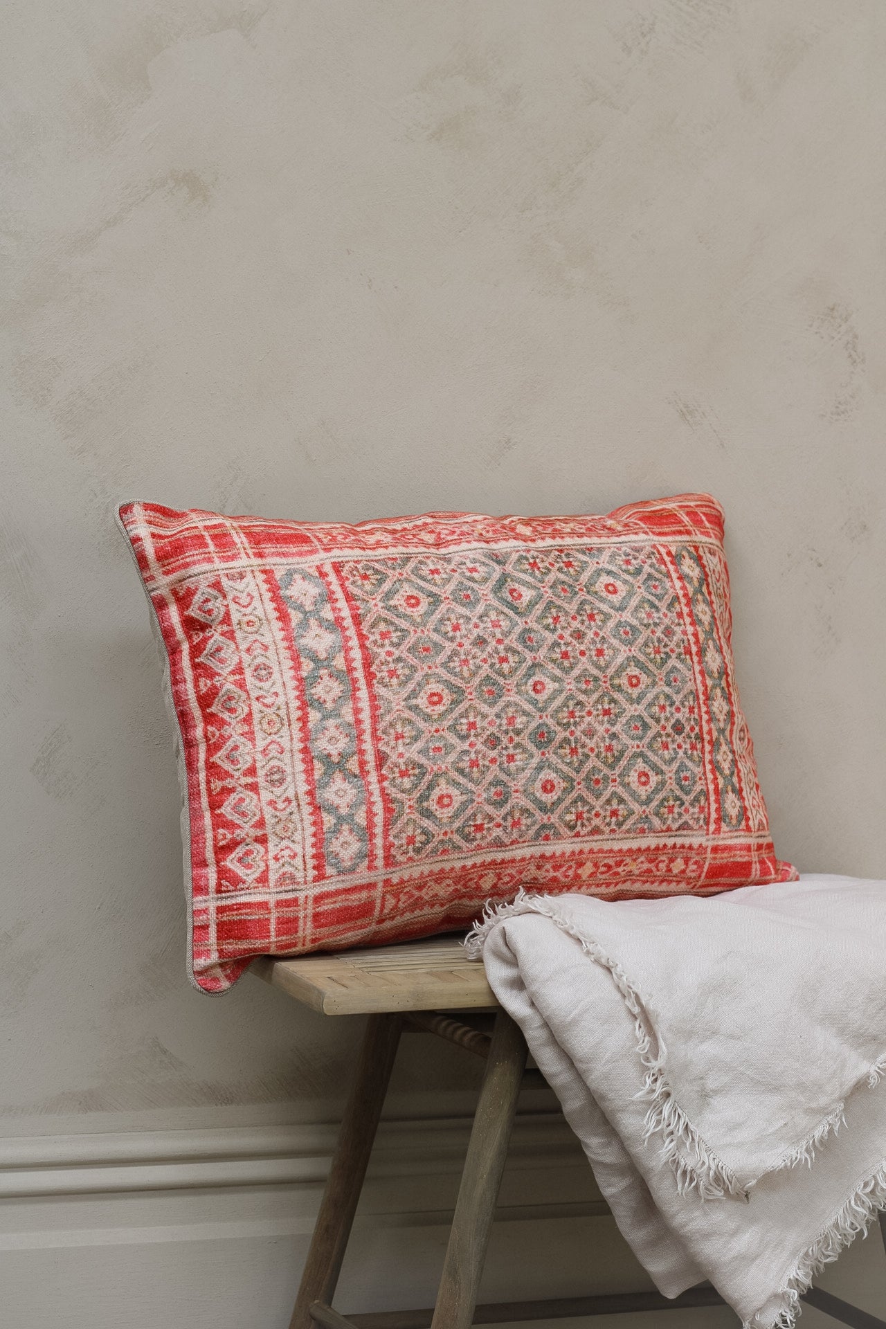 Red and Beige Patterned Cushion