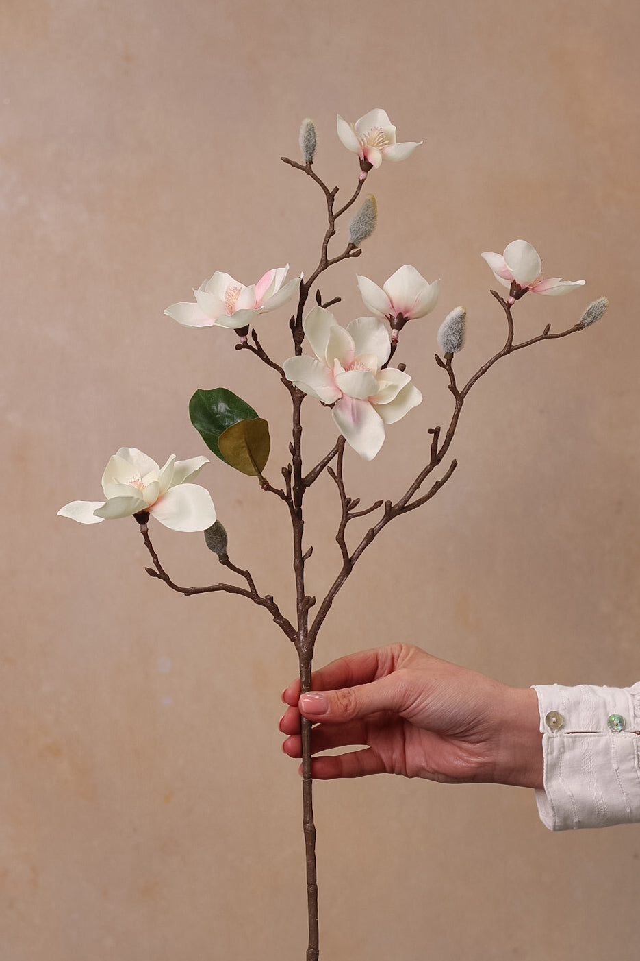 Faux Soft Pink Magnolia Stem