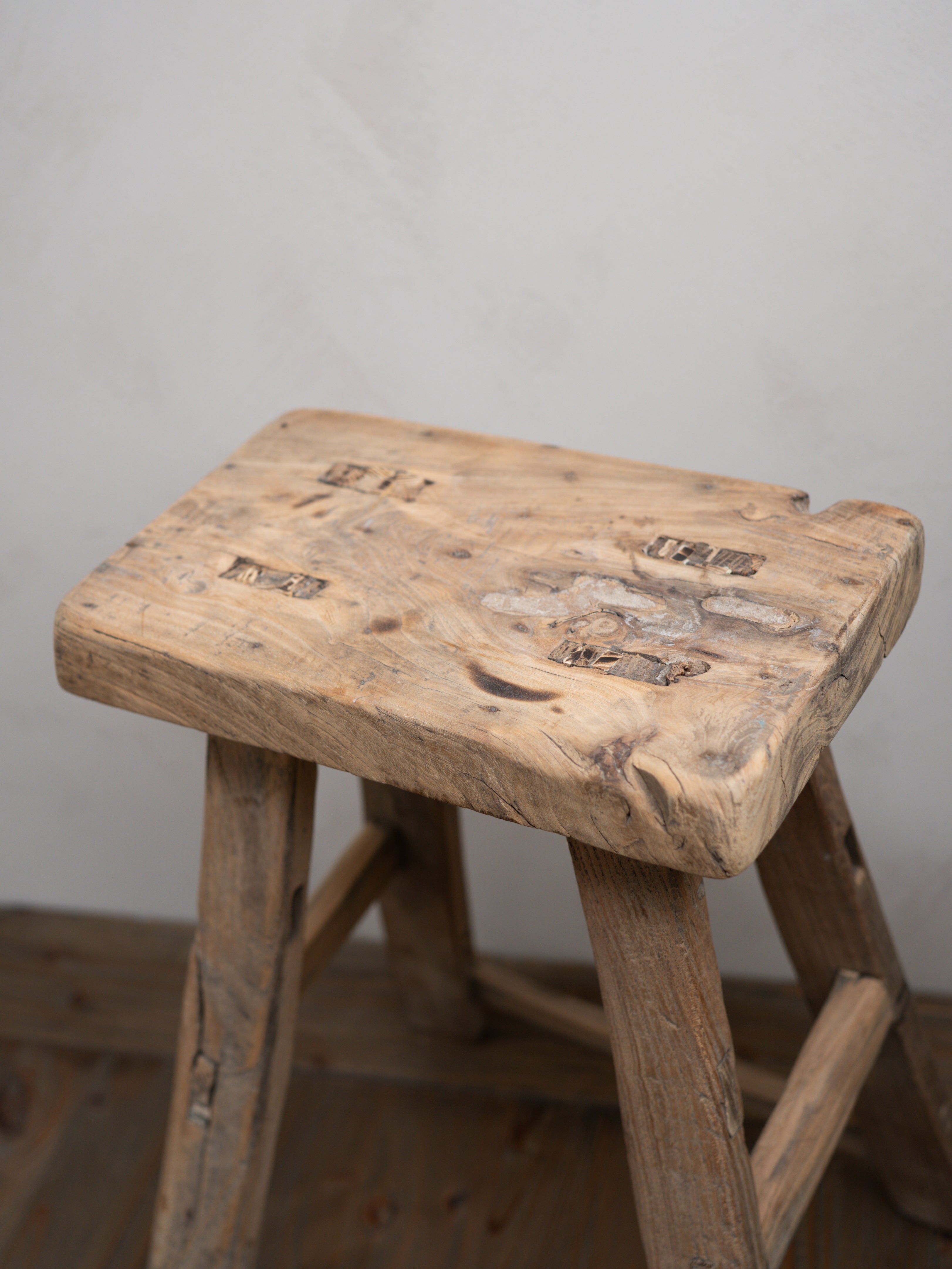Tall Reclaimed Wooden Milking Stool - Style G
