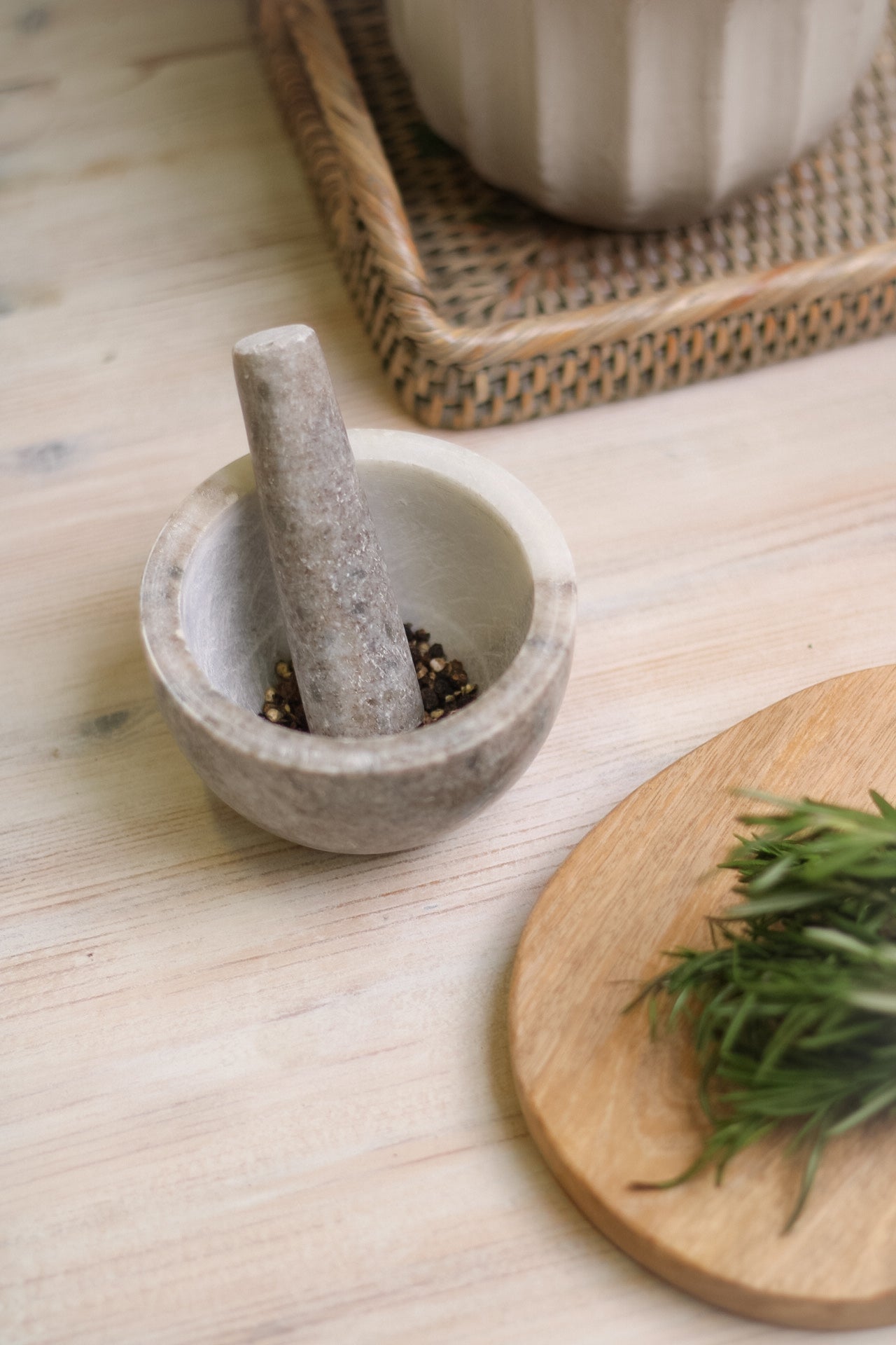 Natural Marble Pestle and Mortar