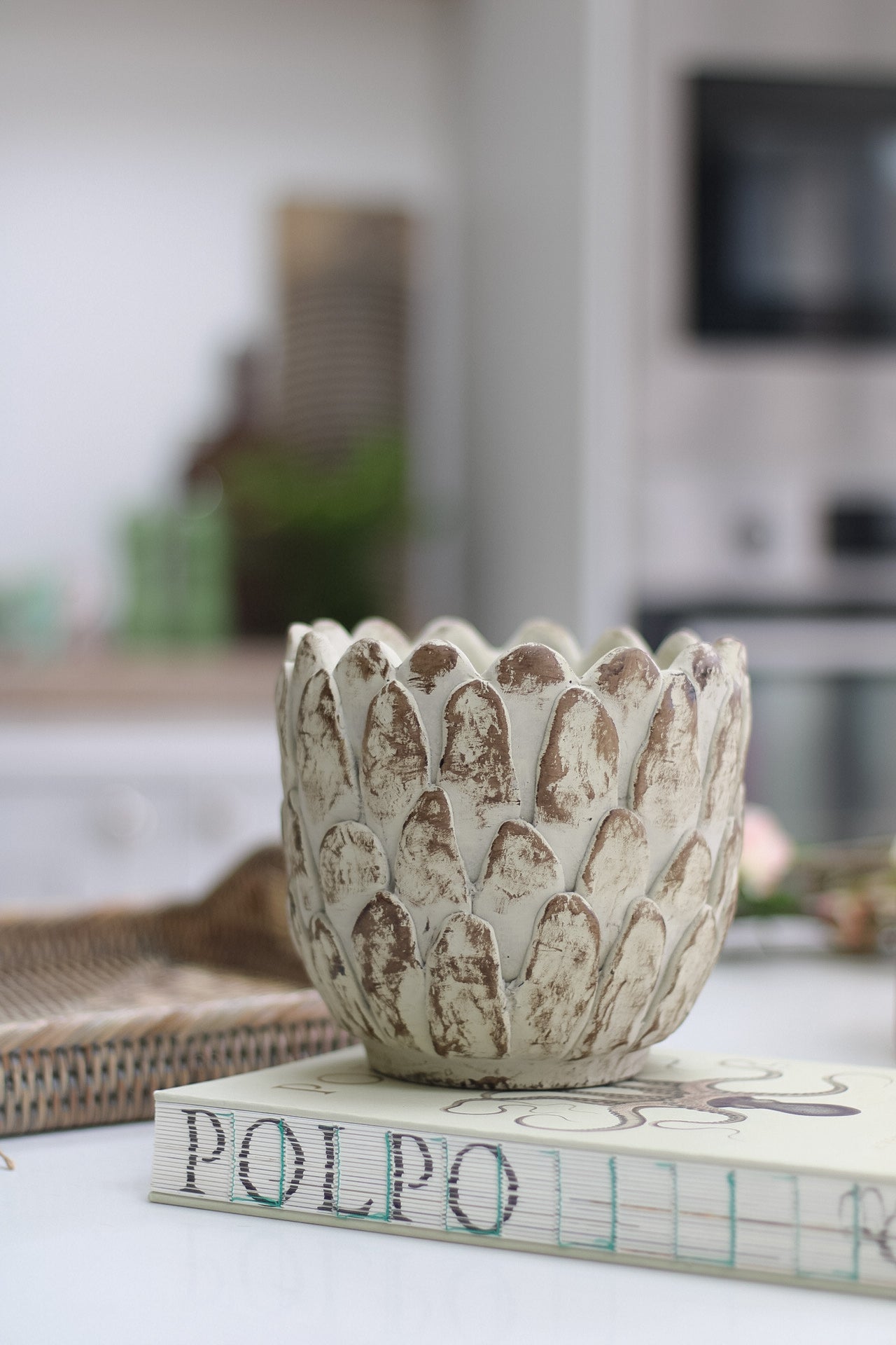 Textured Artichoke Stoneware Planter
