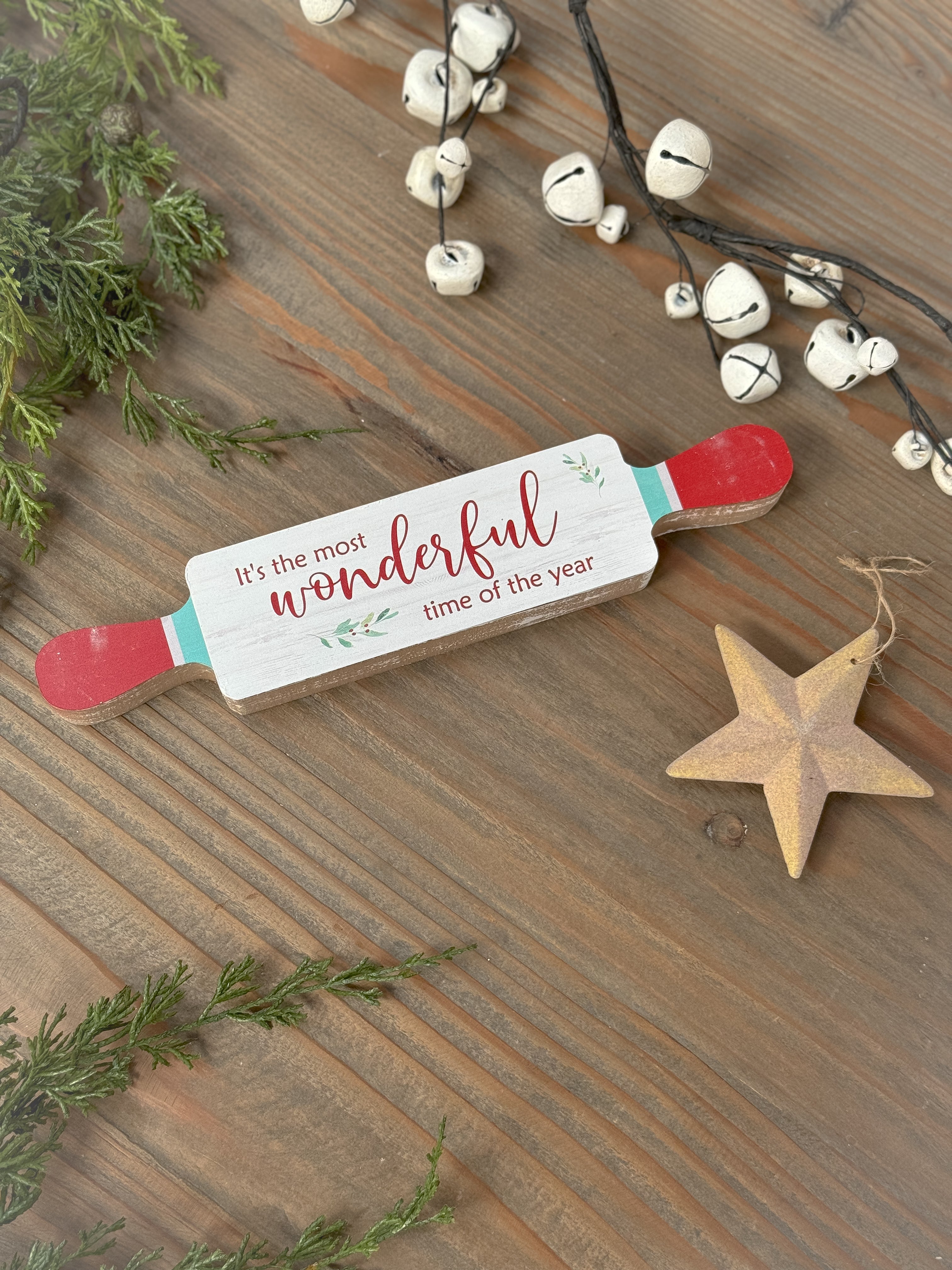 Christmas Rolling Pin Rustic Plaque