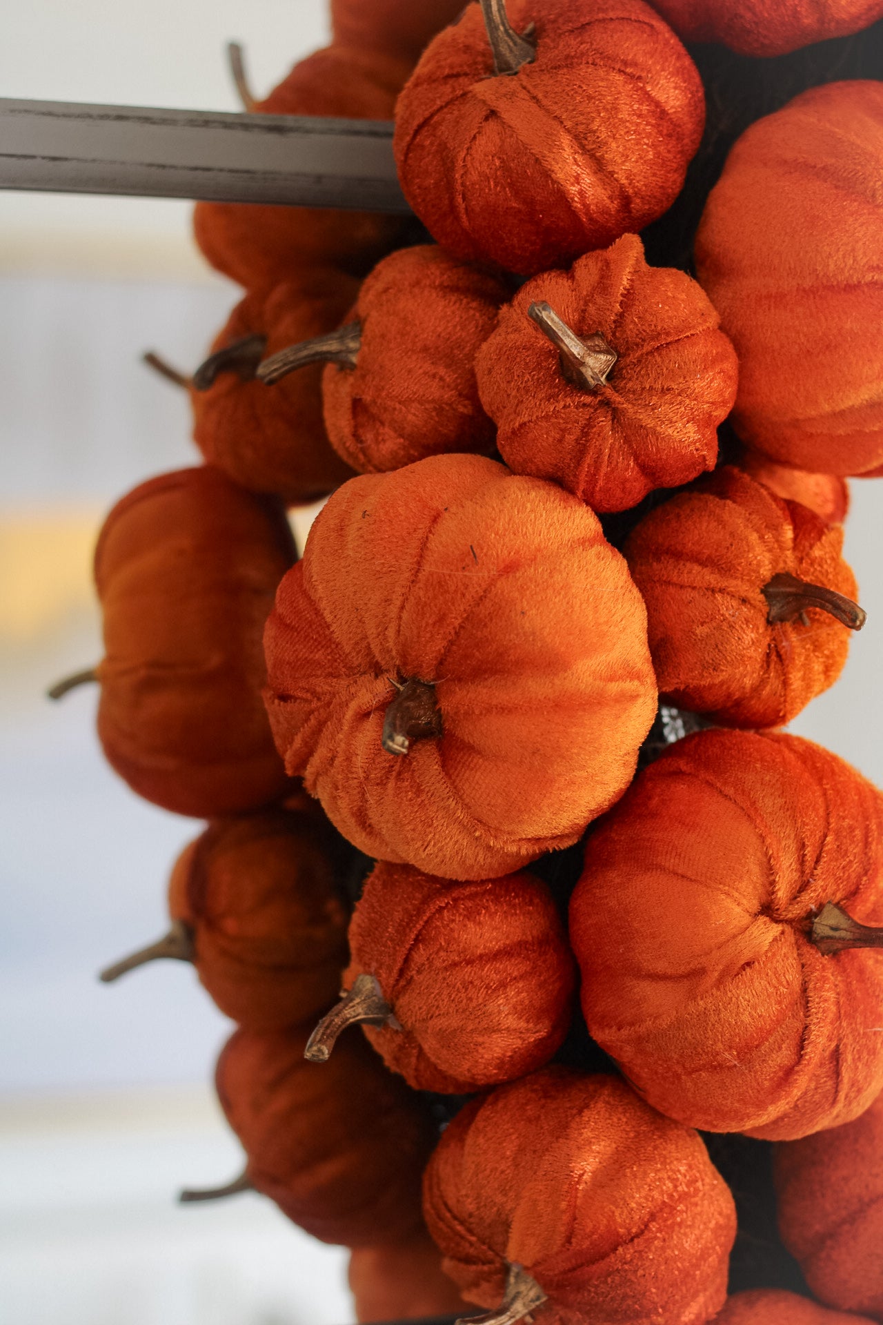Luxury Orange Velvet Pumpkins Wreath