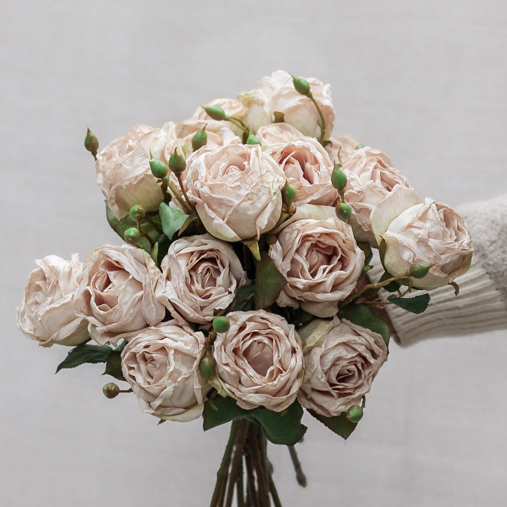 Faux Nude Dried Touch Open Rose Spray