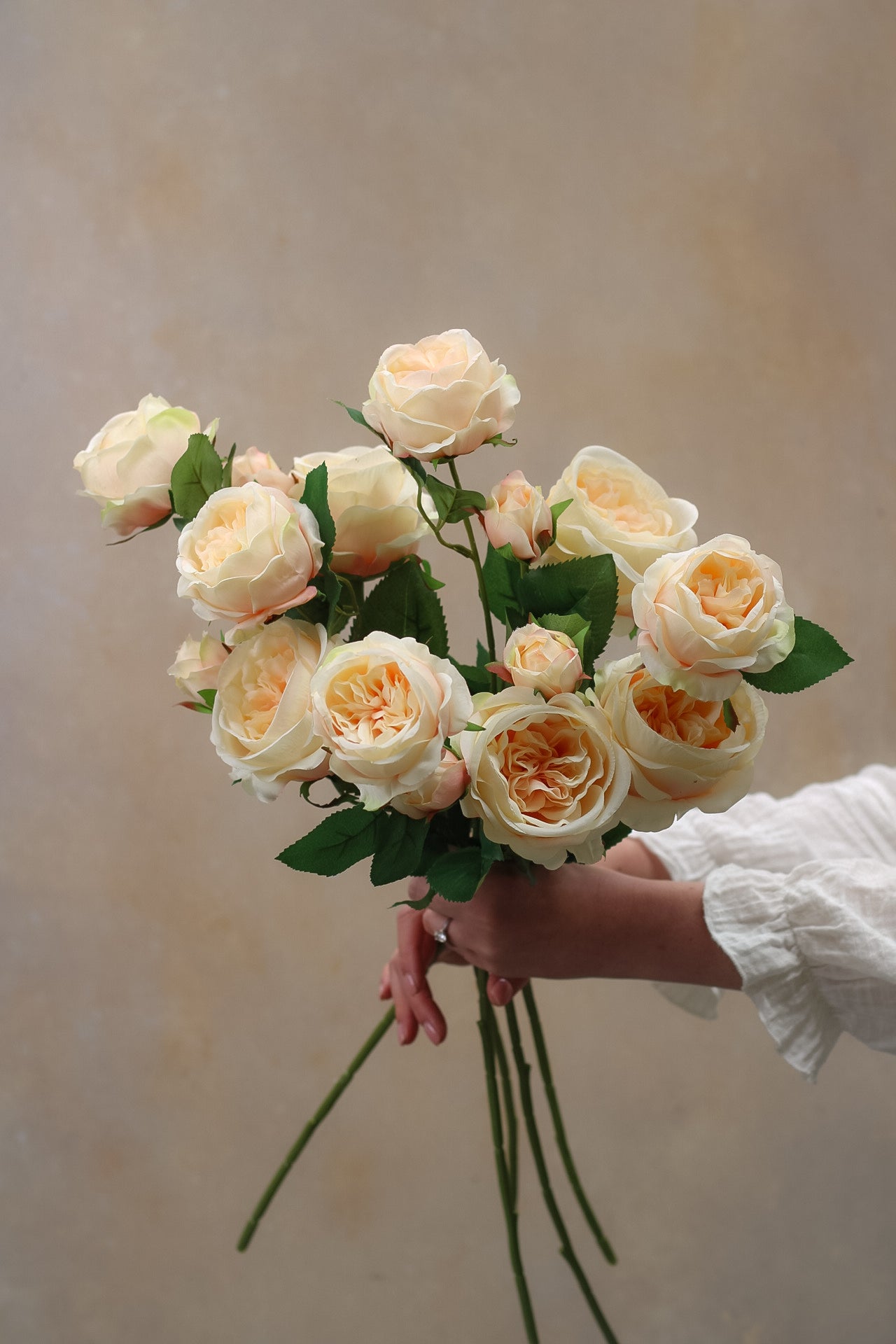Faux Peach Sorbet English Rose Spray