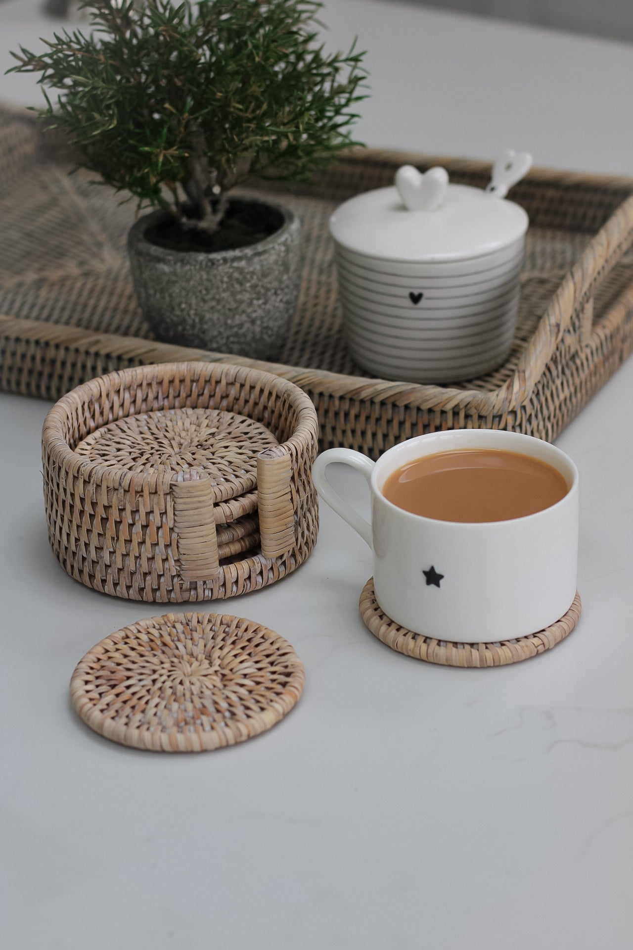 natural rattan coasters