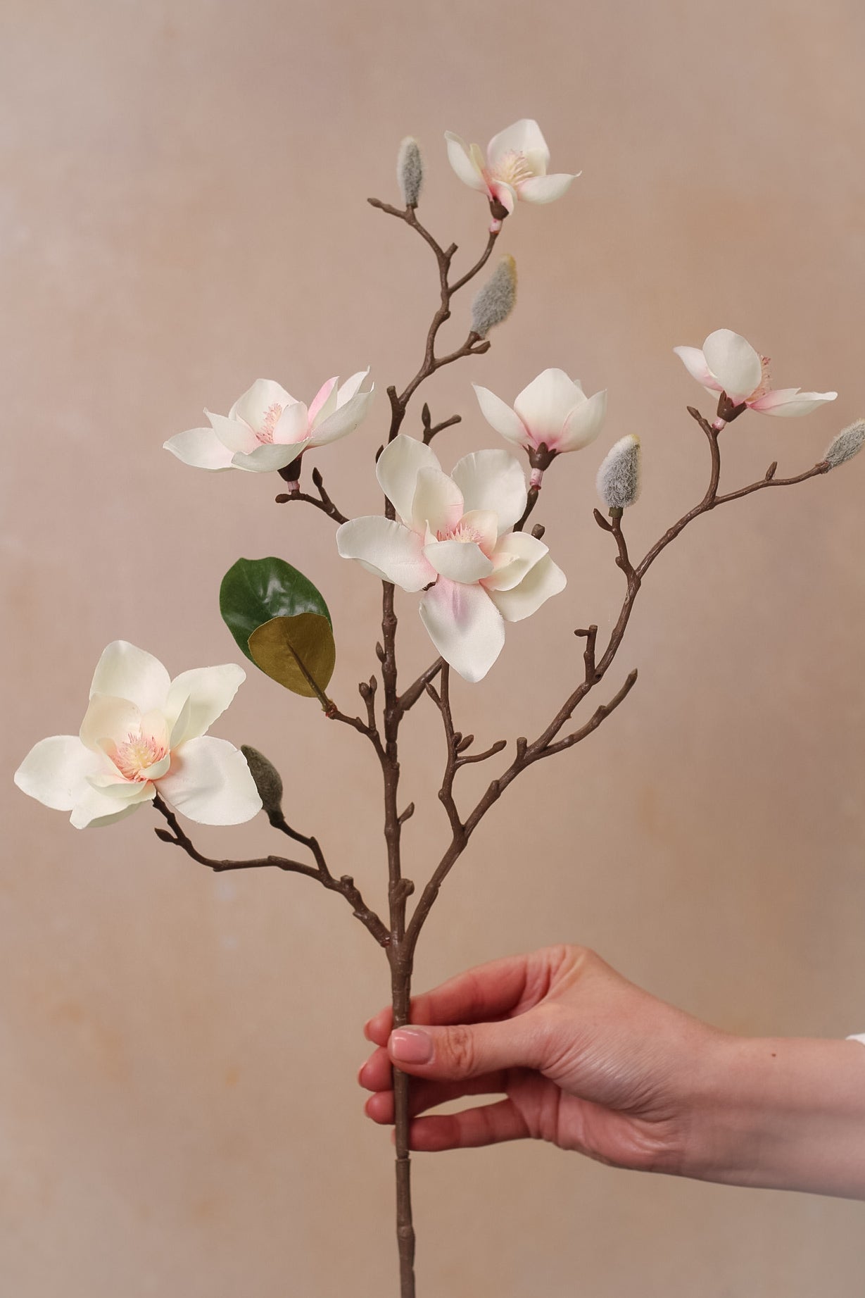 Faux Soft Pink Magnolia Stem