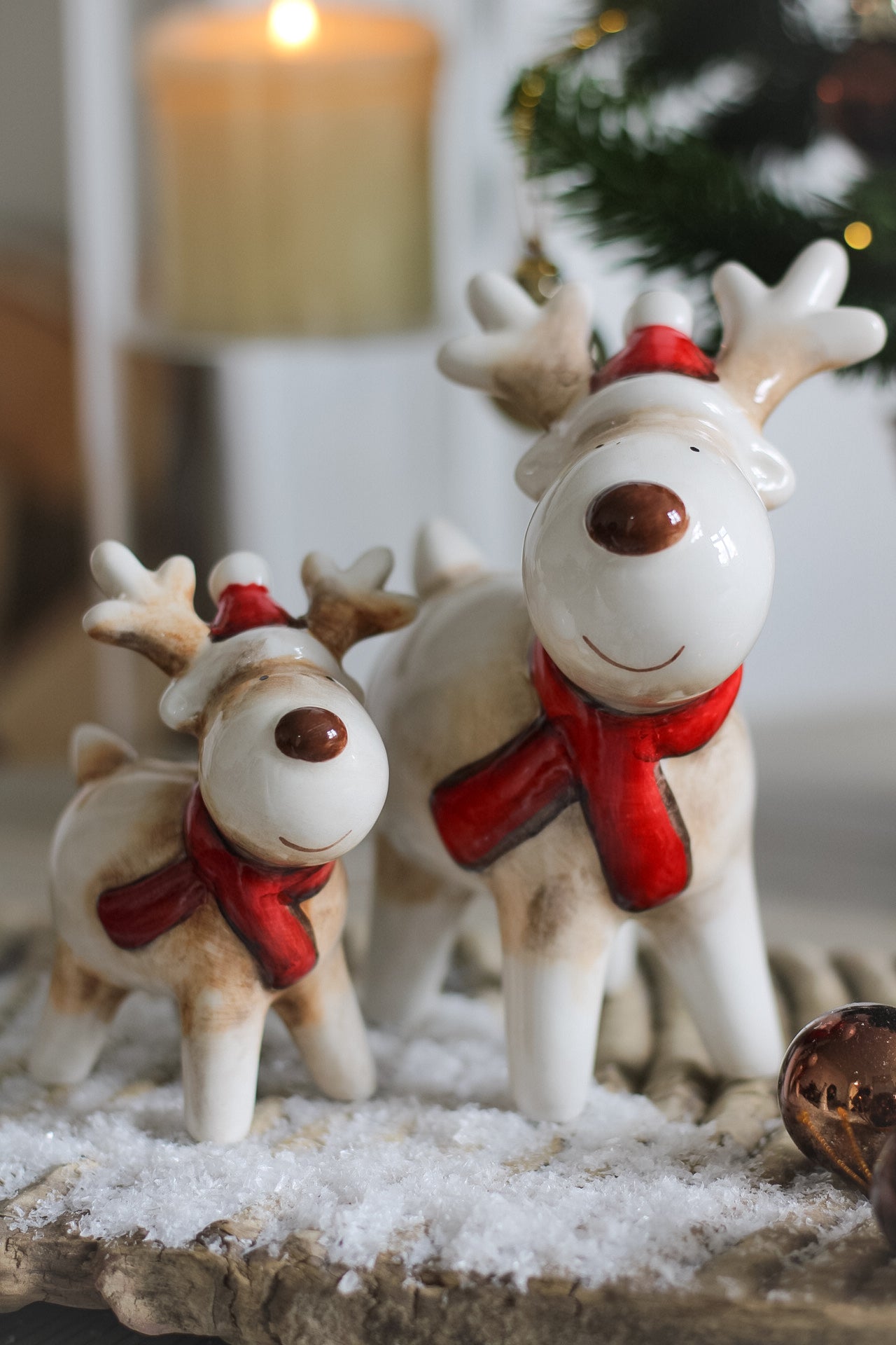 Red & Beige Ceramic Reindeers