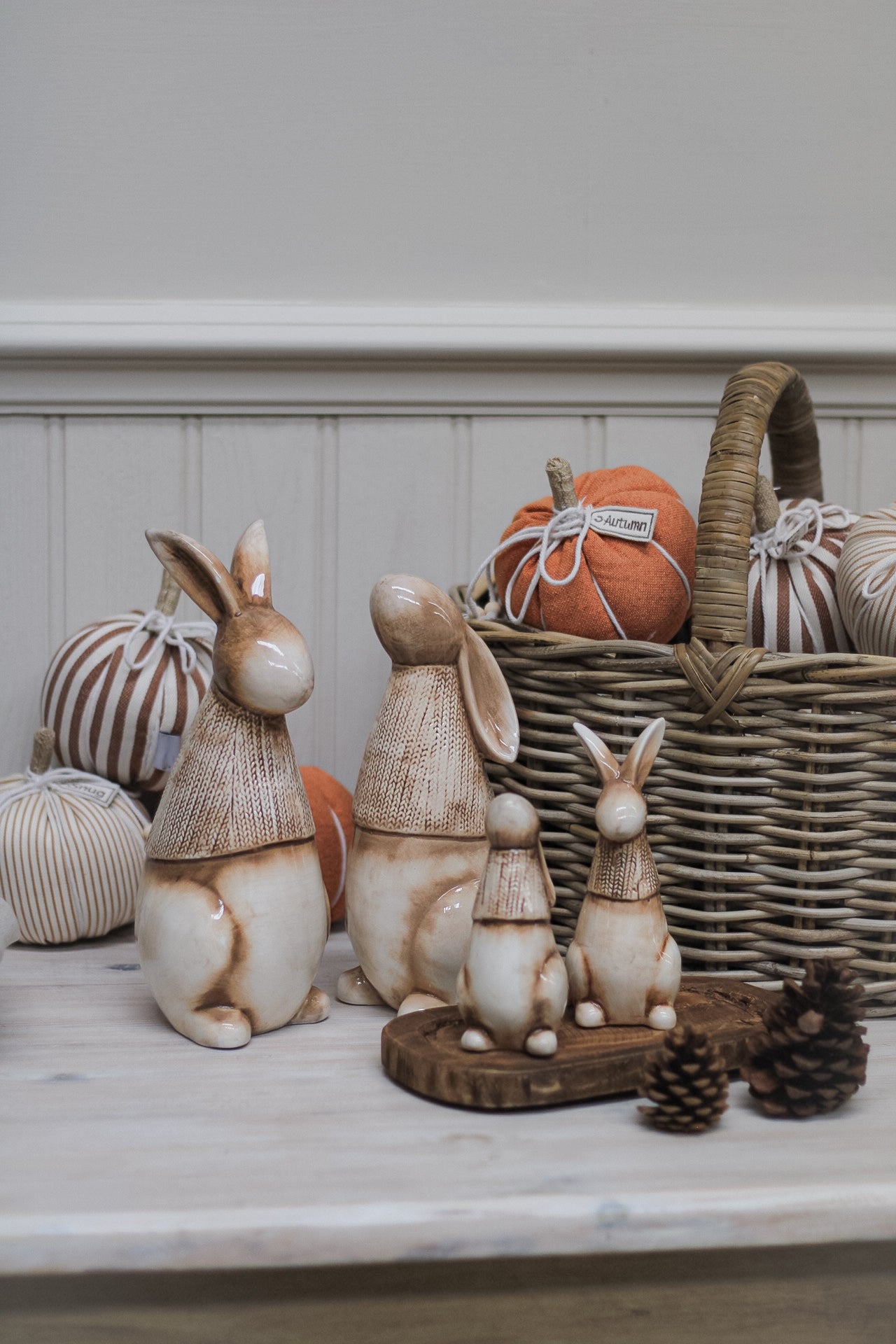beige porcelain bunny with sweater