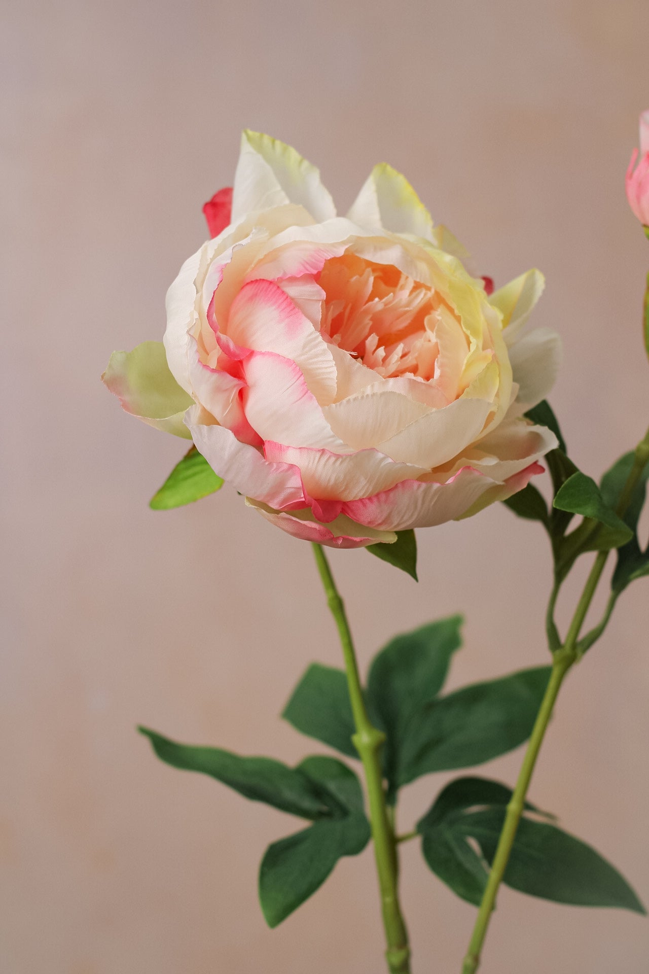 Faux Soft Pink Peony and Bud Spray