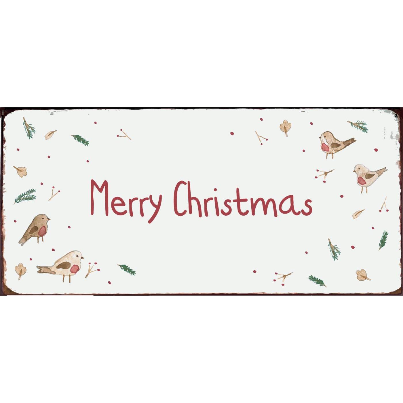 Merry Christmas Robin Metal Plaque