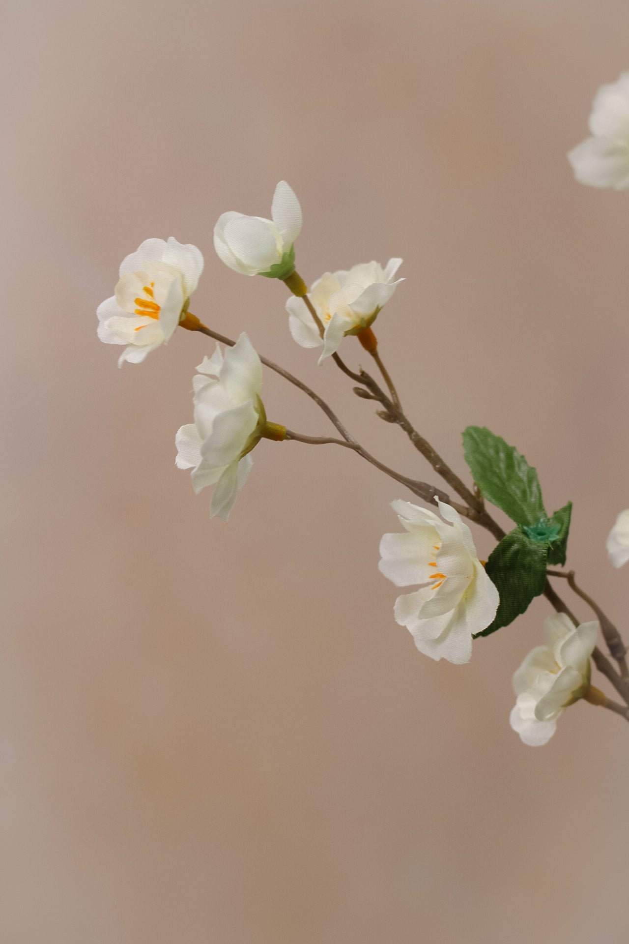 Faux White Apple Blossom Stem