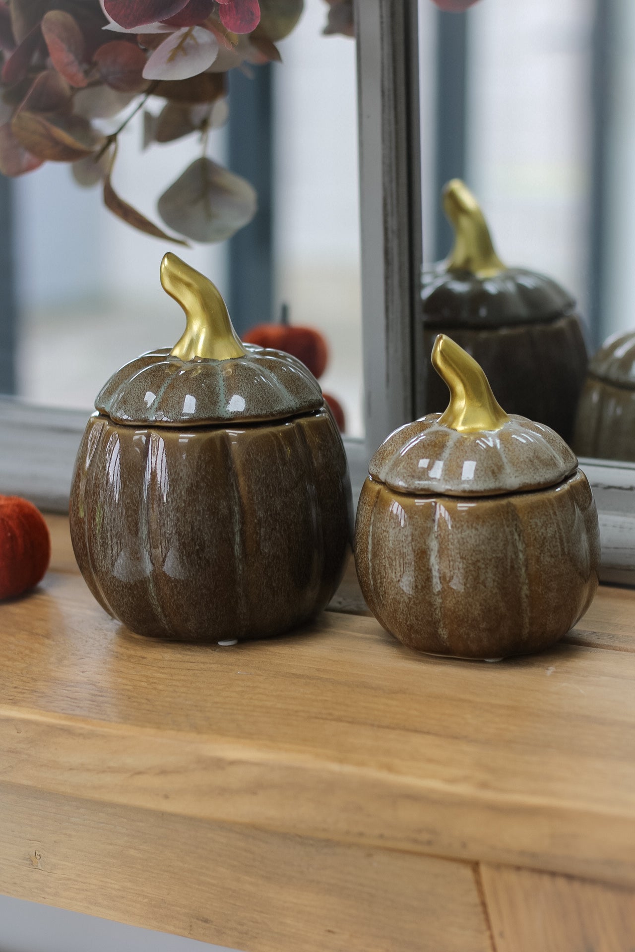 Autumn Brown Flecked Pumpkin Jar