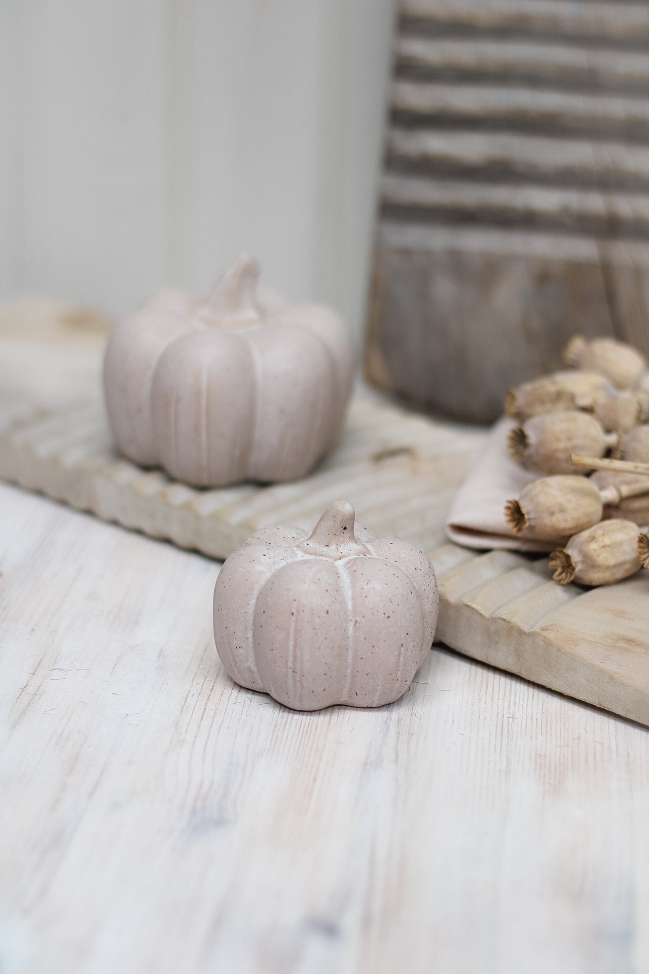 Natural Speckled Ceramic Pumpkin