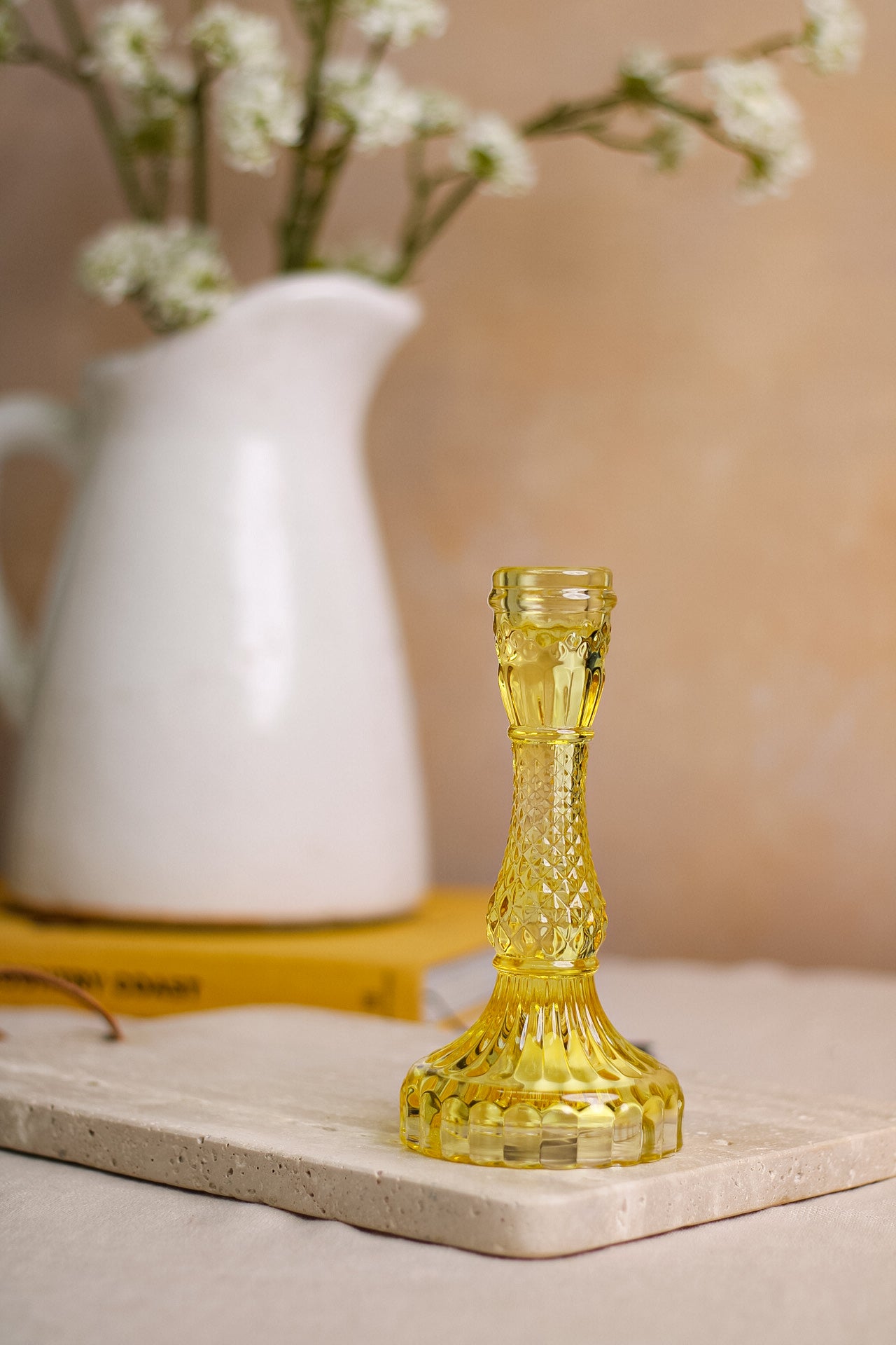 Tall Textured Glass Candle Holder