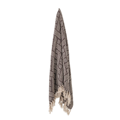Grey Woven Patterned Throw
