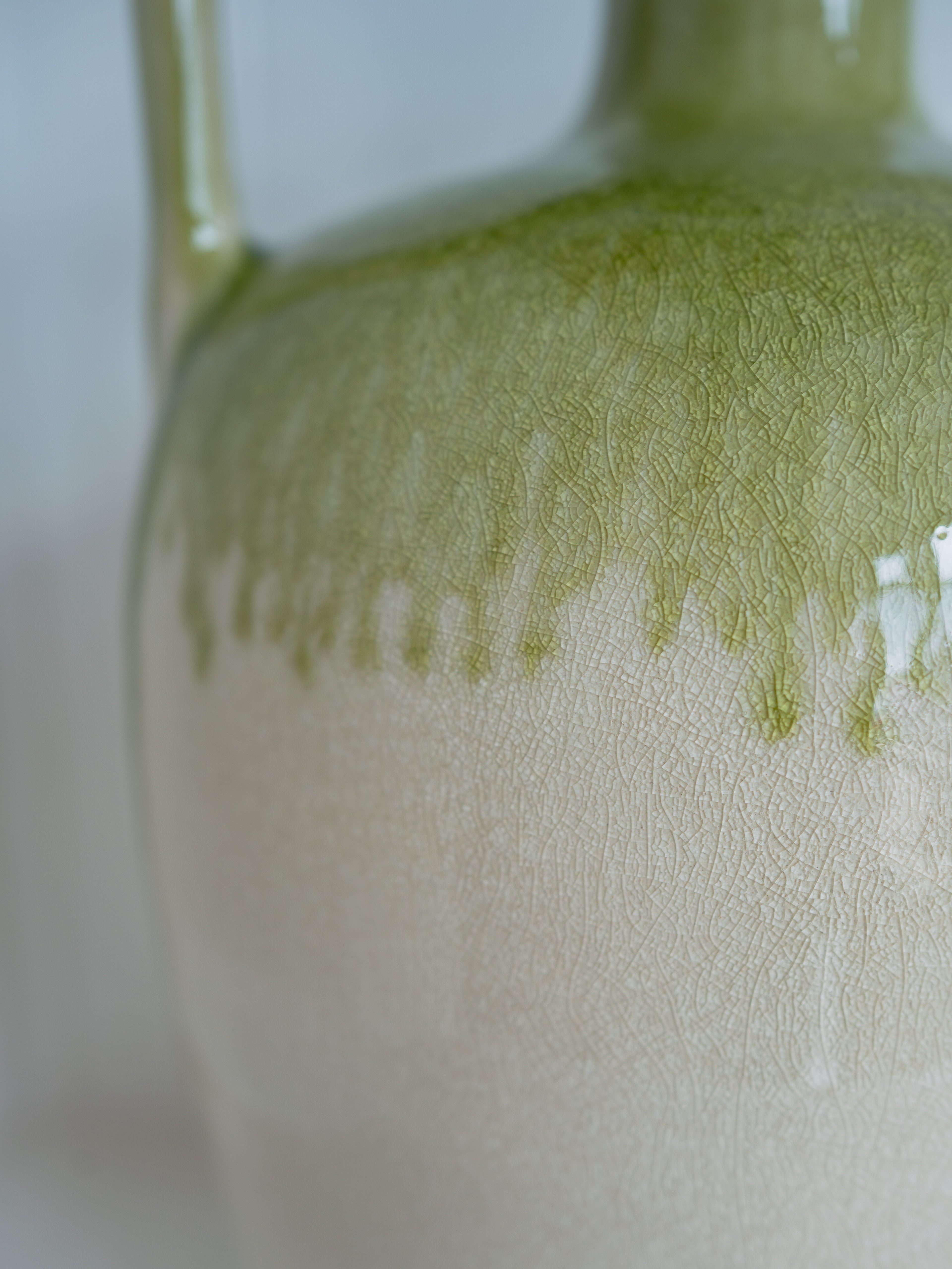 Green Drip Effect Vase with Handles