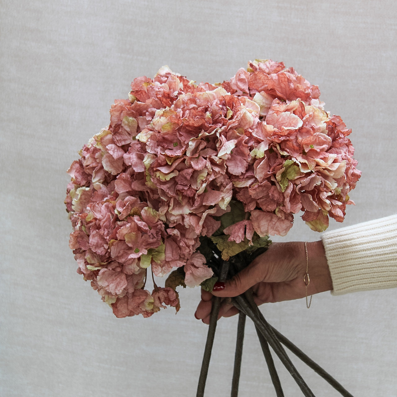 Dusty Pink Dried Touch Ruffle Hydrangea | Bundle of 3