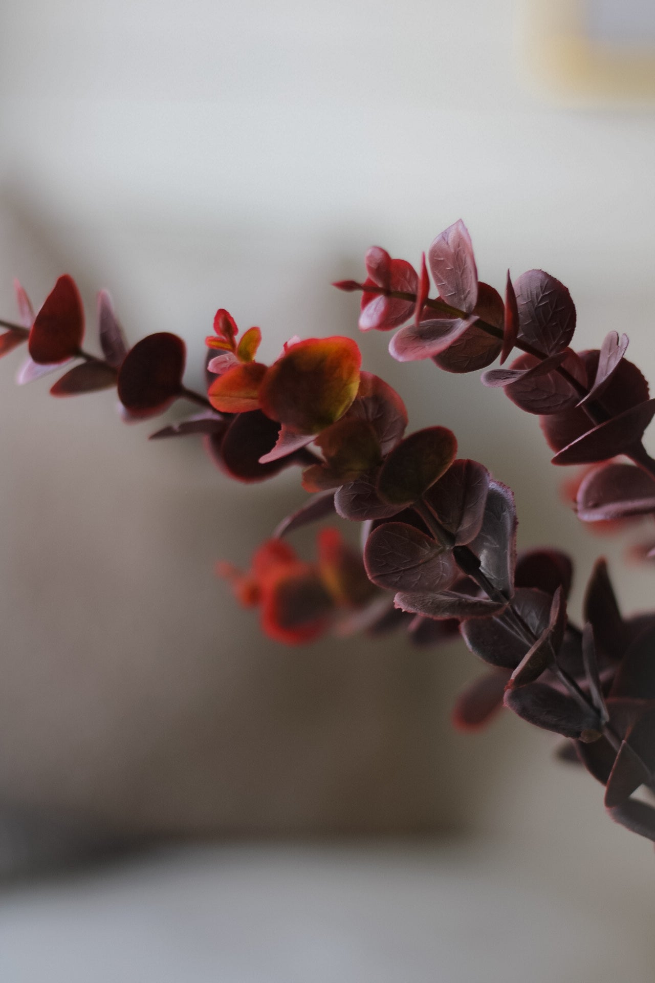 Faux Deep Burgundy Eucalyptus Stem