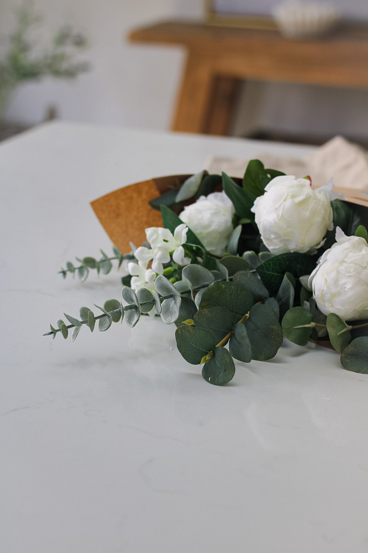 The Faux Eucalyptus and White Peony Arrangement
